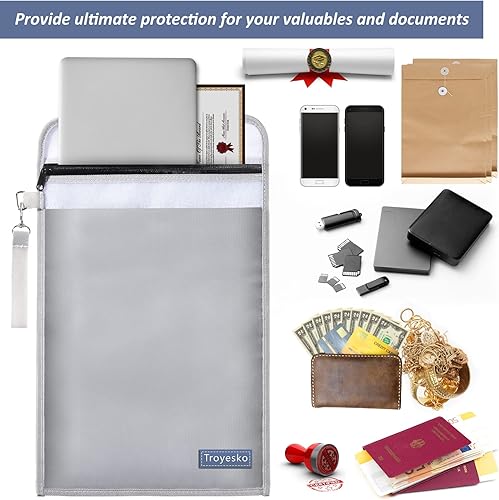 Miniatura 6 de Bolsa de documentos ignífuga impermeable e ignífuga 2012 15.7 x 11.2 pulgadas, organizador impermeable para documentos, bolsa a prueba de fuego