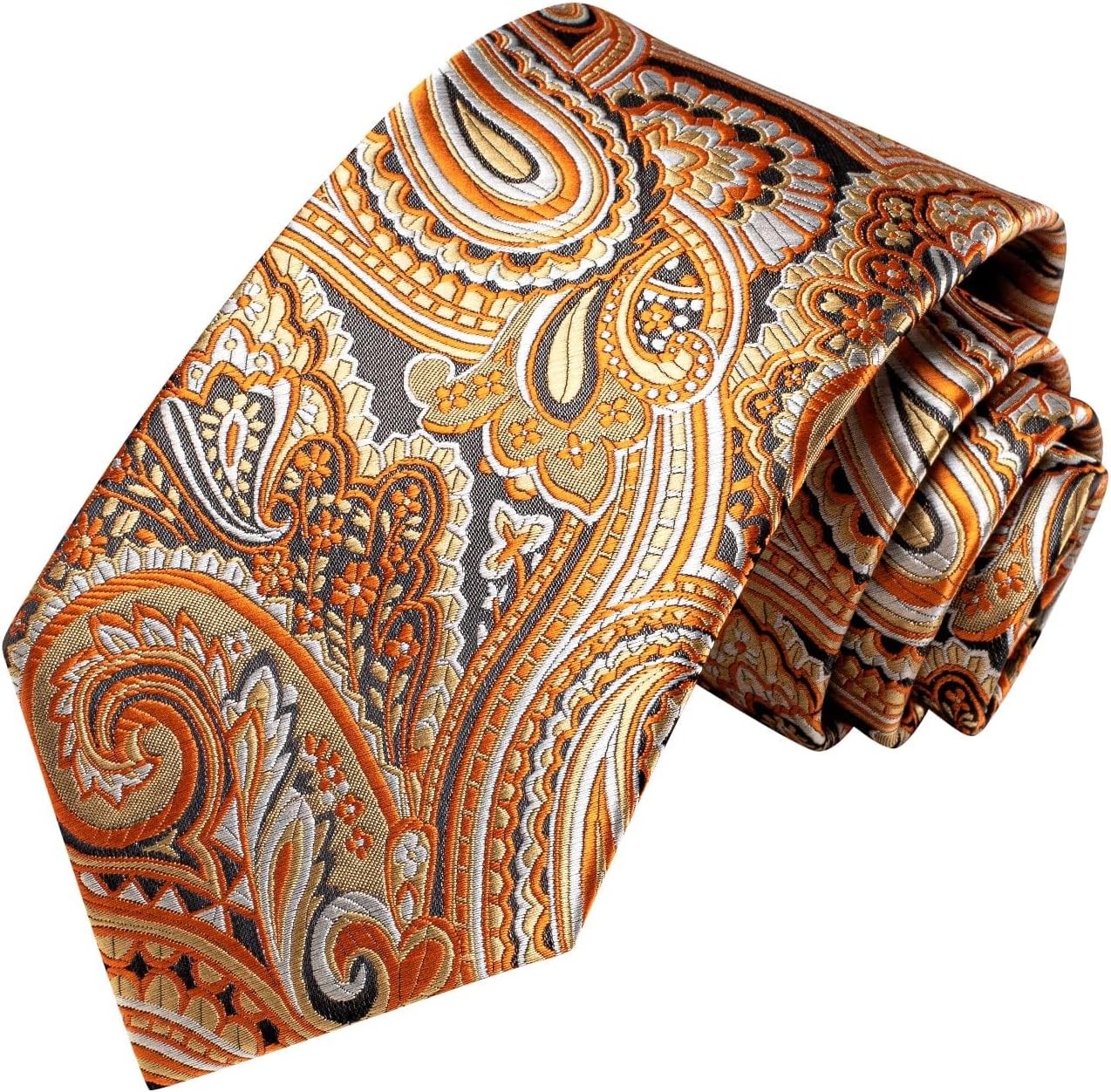 Hi-Tie Mens Tie Set Silk Striped Woven Necktie with Lapel Pin Pocket Square Cufflinks Set for Wedding Party - Image 4