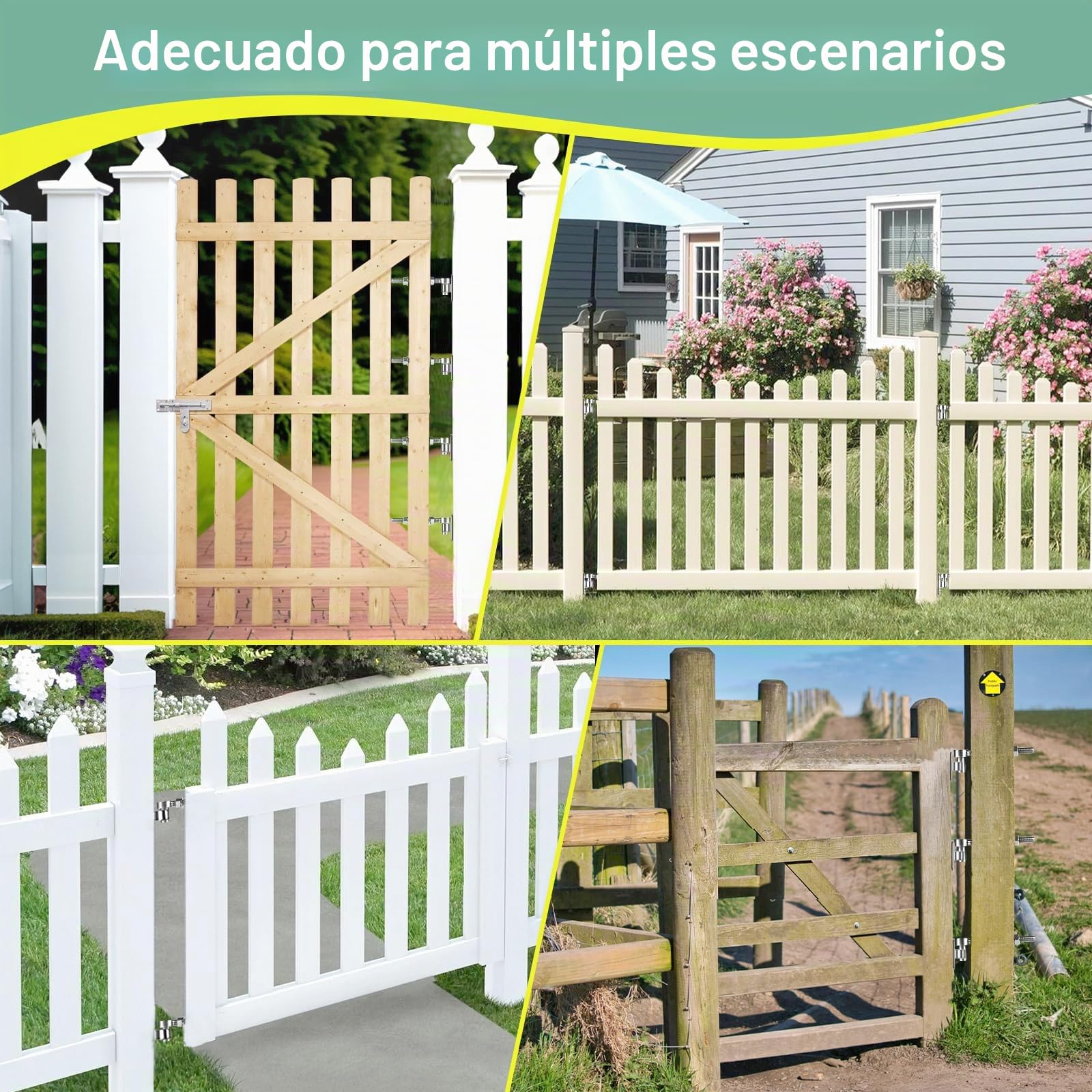 Juego de 6 bisagras para puerta M12-15cm perno J, Bisagras resistentes puertas de jardín ajustable con 6 bisagras verticales para puertas de granja, cercas de madera y cercas metálicas