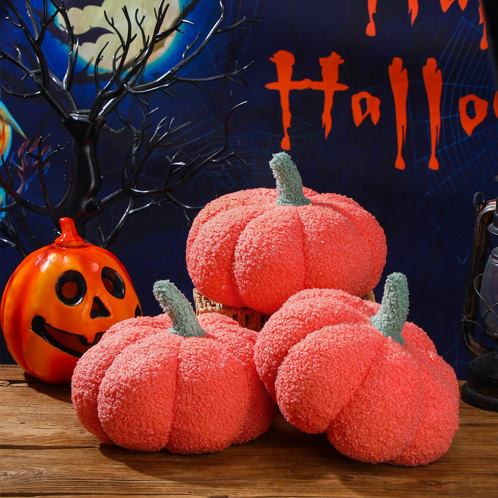 3Pcs Pink Pumpkin Pillows – Soft 3D Fall Throw Cushions For Sofa, Bed, Or Thanksgiving Home Decor