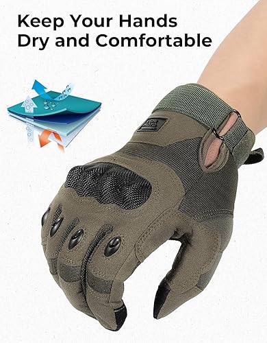 Vista 44 de KEMIMOTO - Guantes tácticos para hombres, guantes de motocicleta aptos para pantalla táctil con carcasa dura y acolchado de palma para deportes