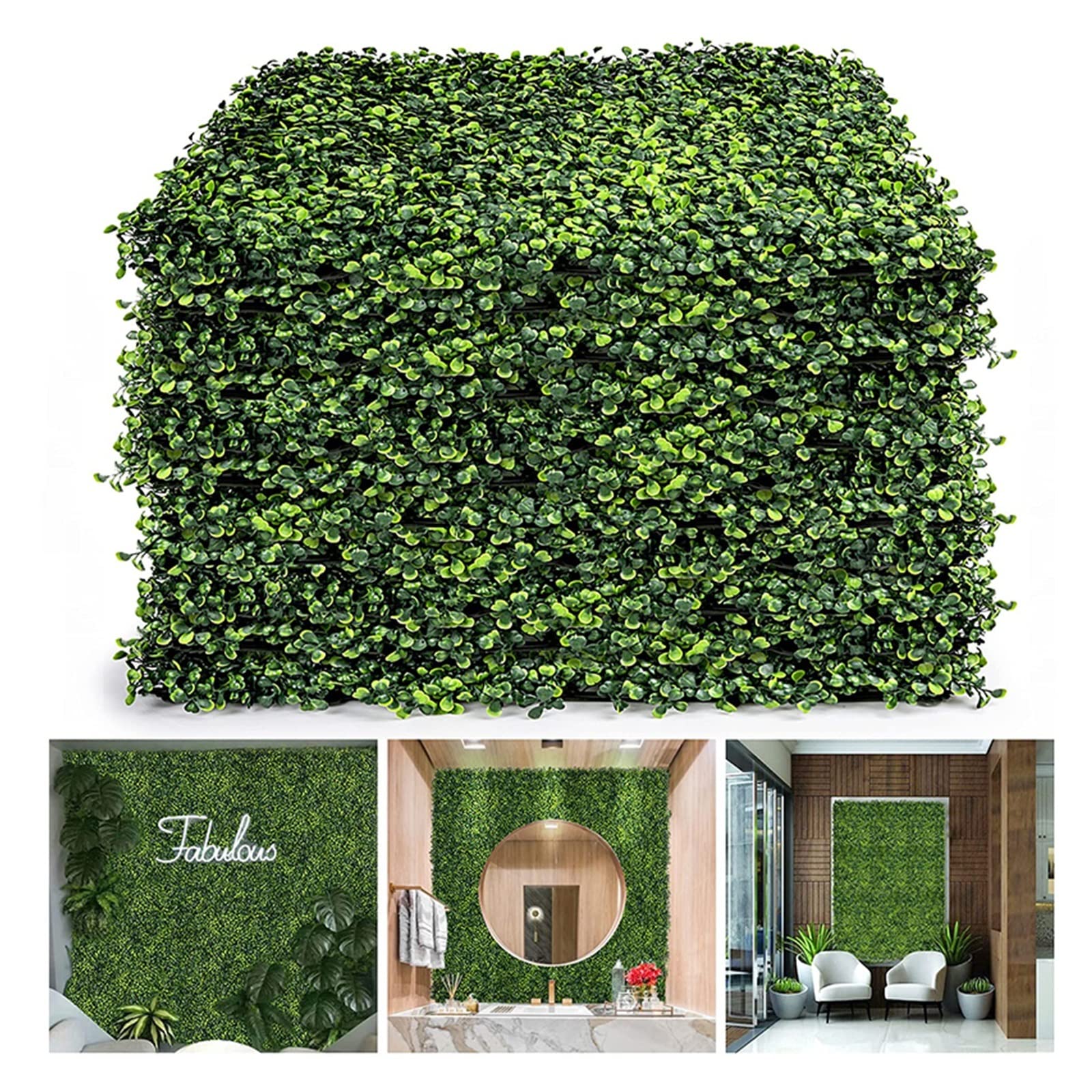 Panele ścienne z sztucznymi kwiatami, 12 Szt. Sztuczne Kwiaty Bukszpan Trawa 25x25cm Panele Tła Topiary Żywopłot