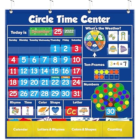 Craftstory Preschool Calendar Circle-Time Learning Center - 93 Piece Felt Board With Weather Bear