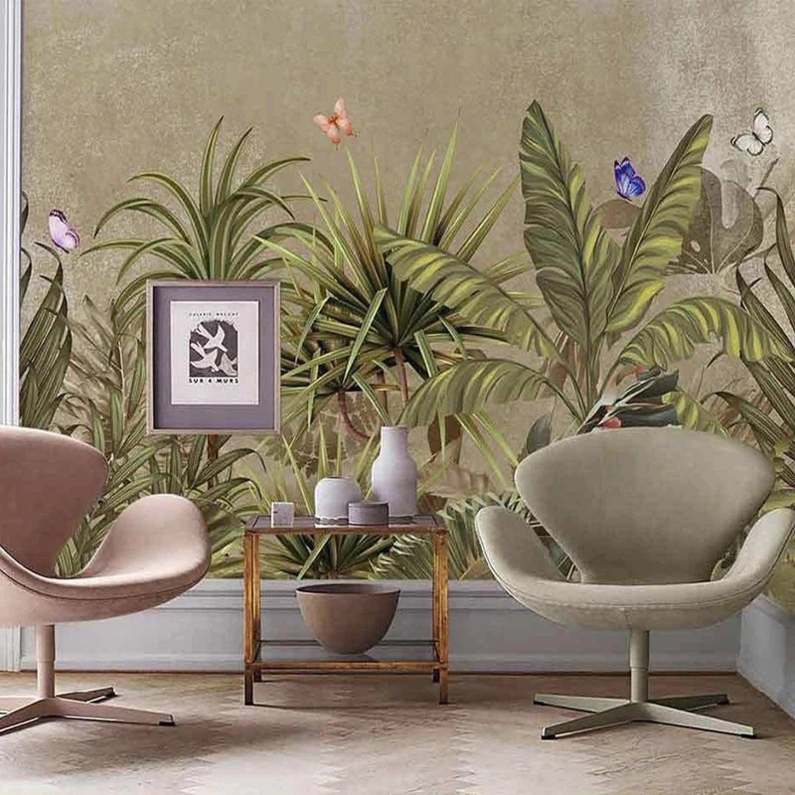 Piante Verdi, Foglie, 300 x 200 cm, Adesivi murali, Adesivi murali per cameretta dei Bambini, Rimovibili, autoadesivi, Decalcomanie in Vinile, Decorazioni per la casa Fai da Te, Soggiorno, c