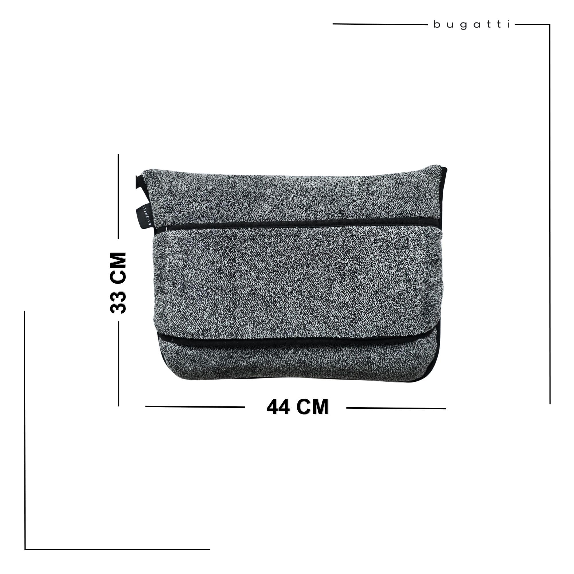 bugatti Reisedecke 130x150 cm - Reisekissen inkl. Decke, kuschelig weich & warm, Reise Decke grau