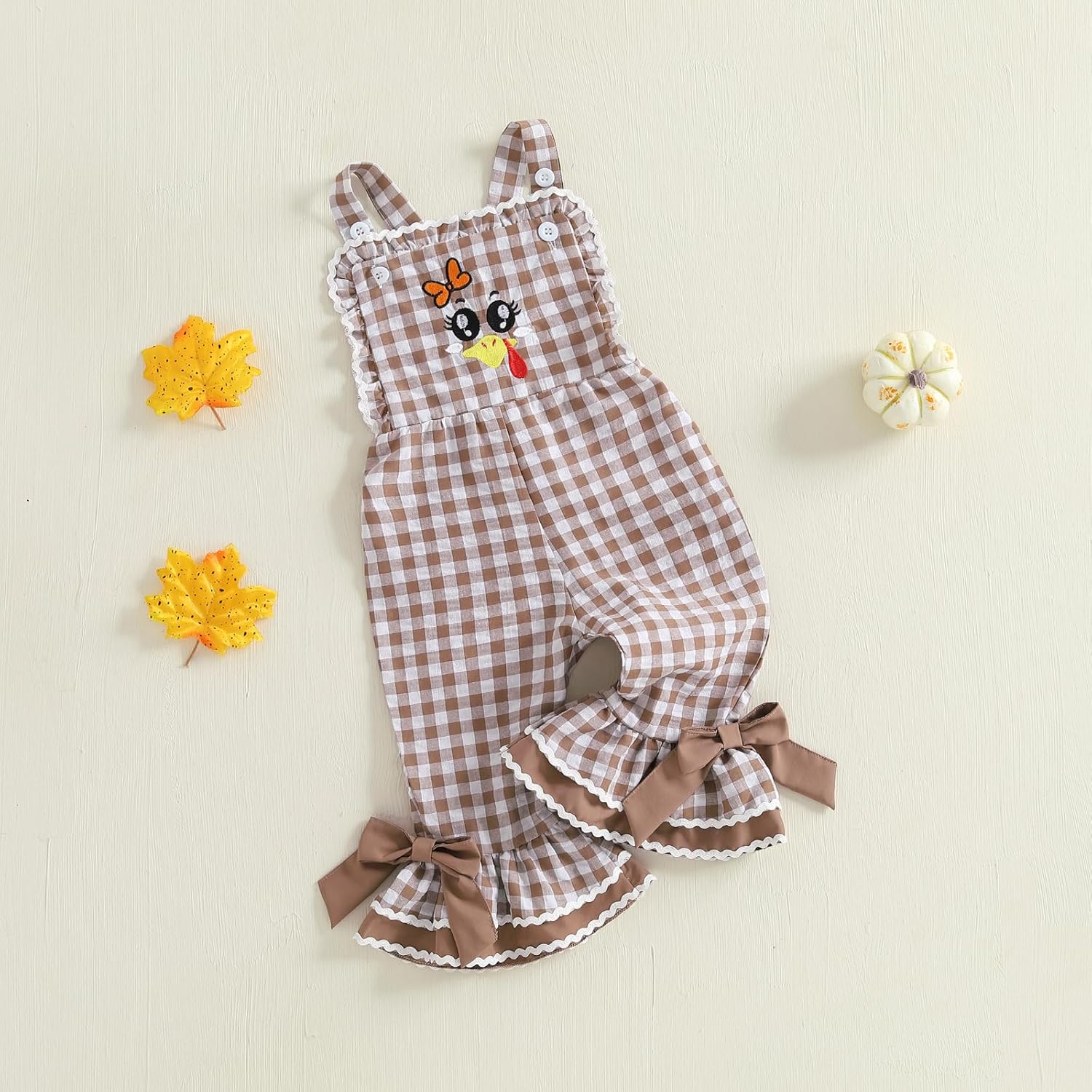 Toddler Baby Girl Thanksgiving Outfit Turkey Overalls Jumpsuit Kids Infant Girls Clothes - Image 3