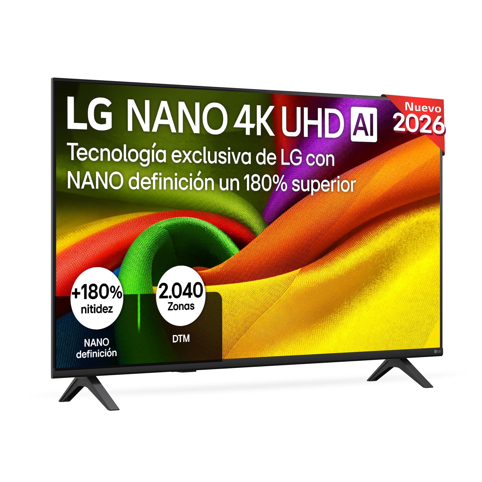 LG 43NU850B6LA - Smart TV Nano 4K UHD NU85 43 Pulgadas, Sin Reflejos al 94%, webOS 26 AI Copilot, Procesador Inteligente α7 AI Processor 4K Gen9, HDR10 Pro, 4K Super Upscaling, Dolby