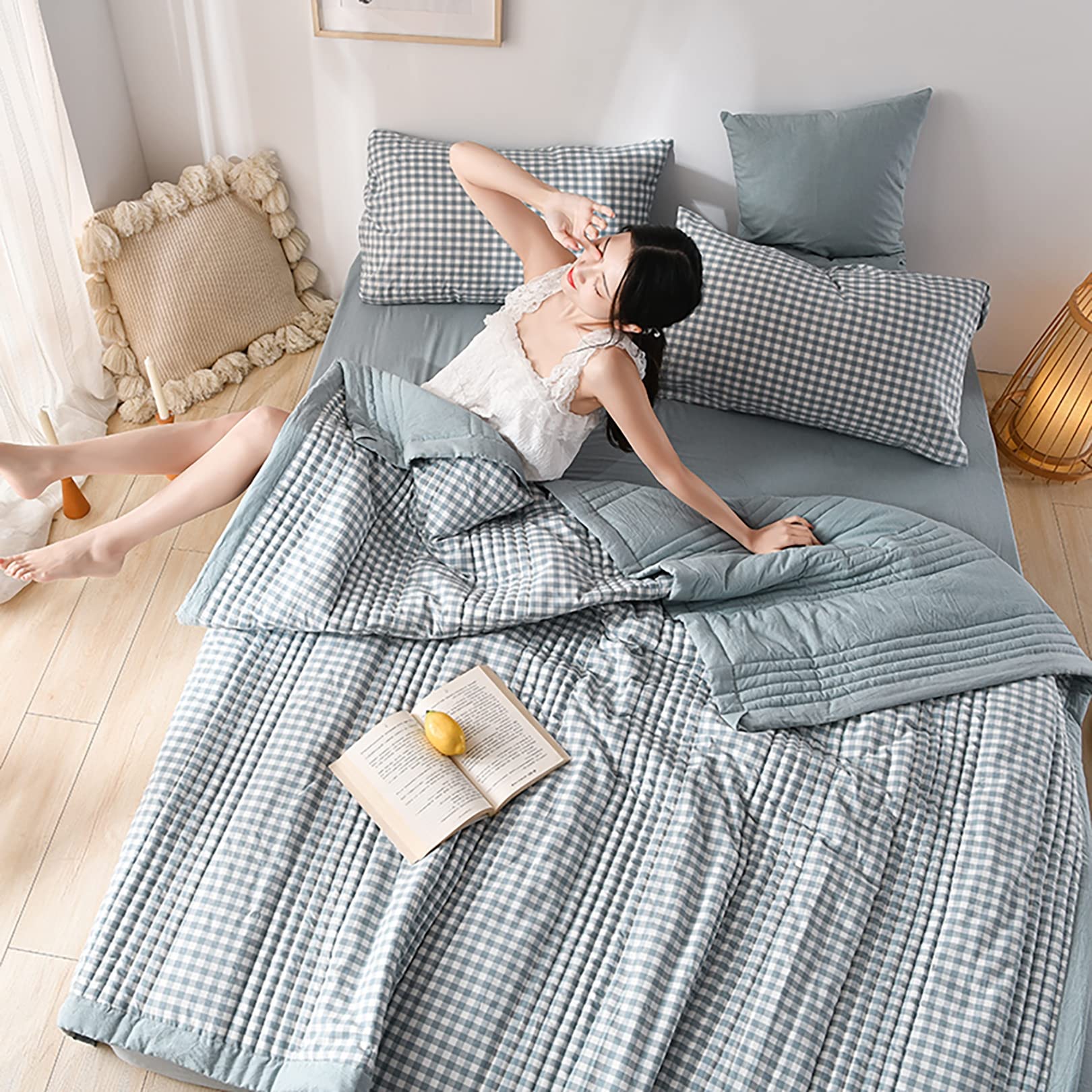 Piumone Leggero Matrimoniale 200x230 Cm In Microfibra 150GSM – Trapunta Estiva Double Face Con Stampa E Tinta Unita, A04 - 2