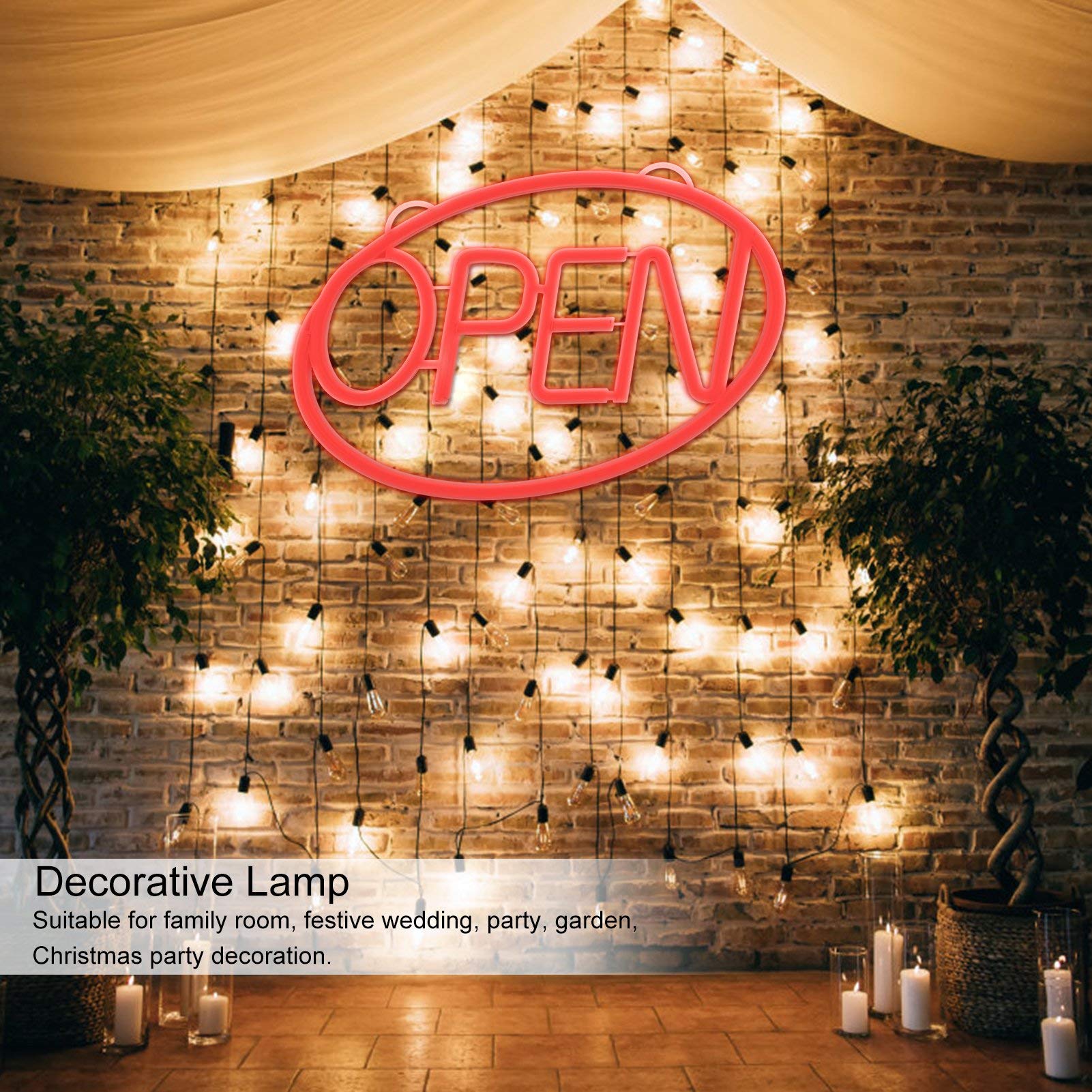 Letrero de neón abierto para empresas, 12 modos de luz USB, batería, letreros colgantes iluminados, pantallas con control remoto para empresas, paredes, tiendas, hoteles, decoración de bares