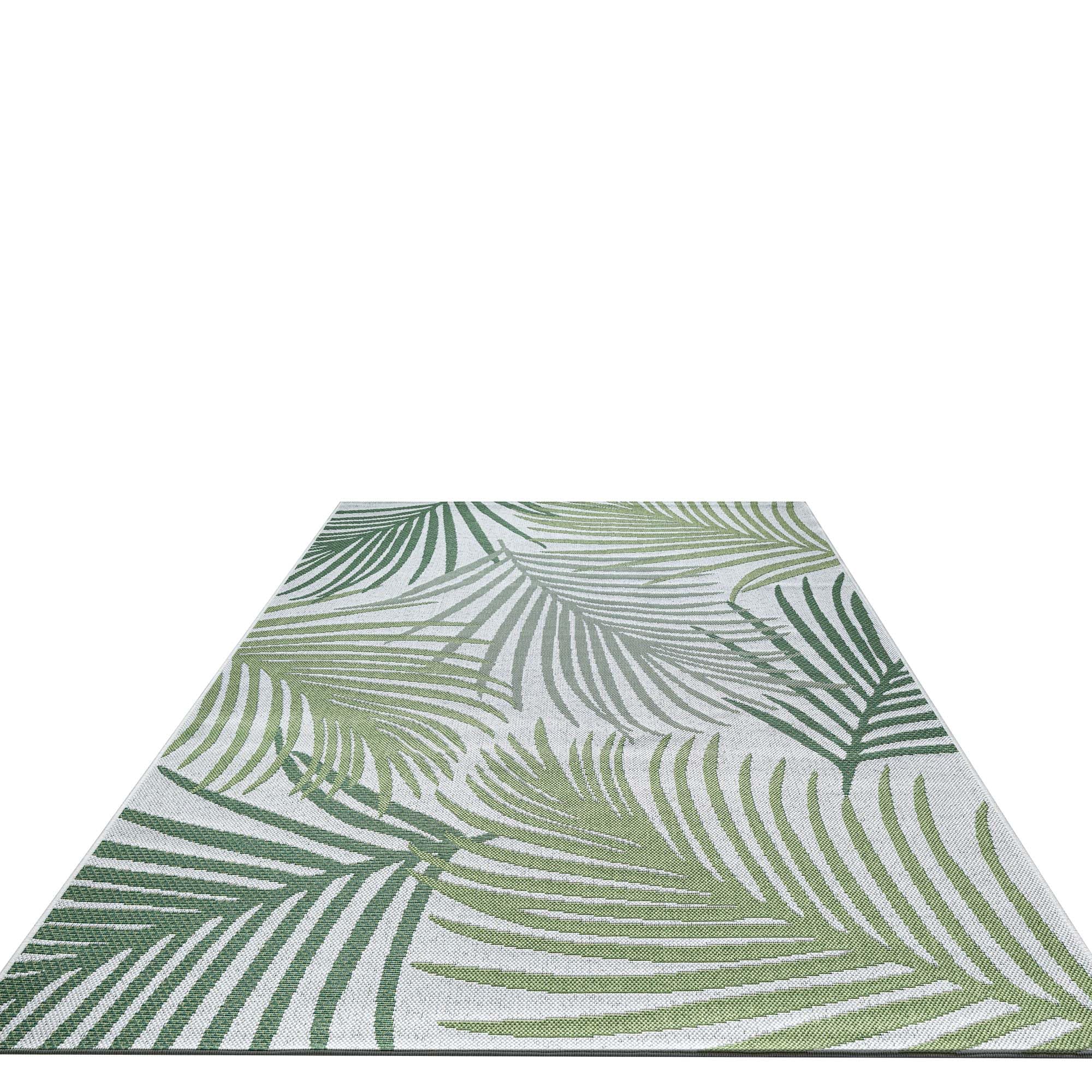 Taracarpet wetterfester In- & Outdoor Teppich für Balkon, Wohnzimmer & Küche, Flachgewebe in Sisaloptik Floral grün 160x220 cm