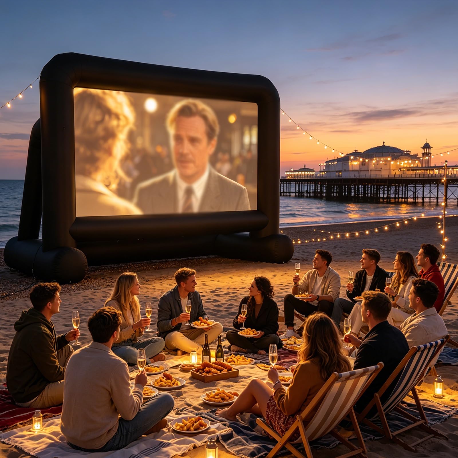 Schermo gonfiabile per proiettore, 4,9 m, portatile, per esterni, per feste in cortile, ideale per serate cinematografiche, eventi sportivi e home cinema