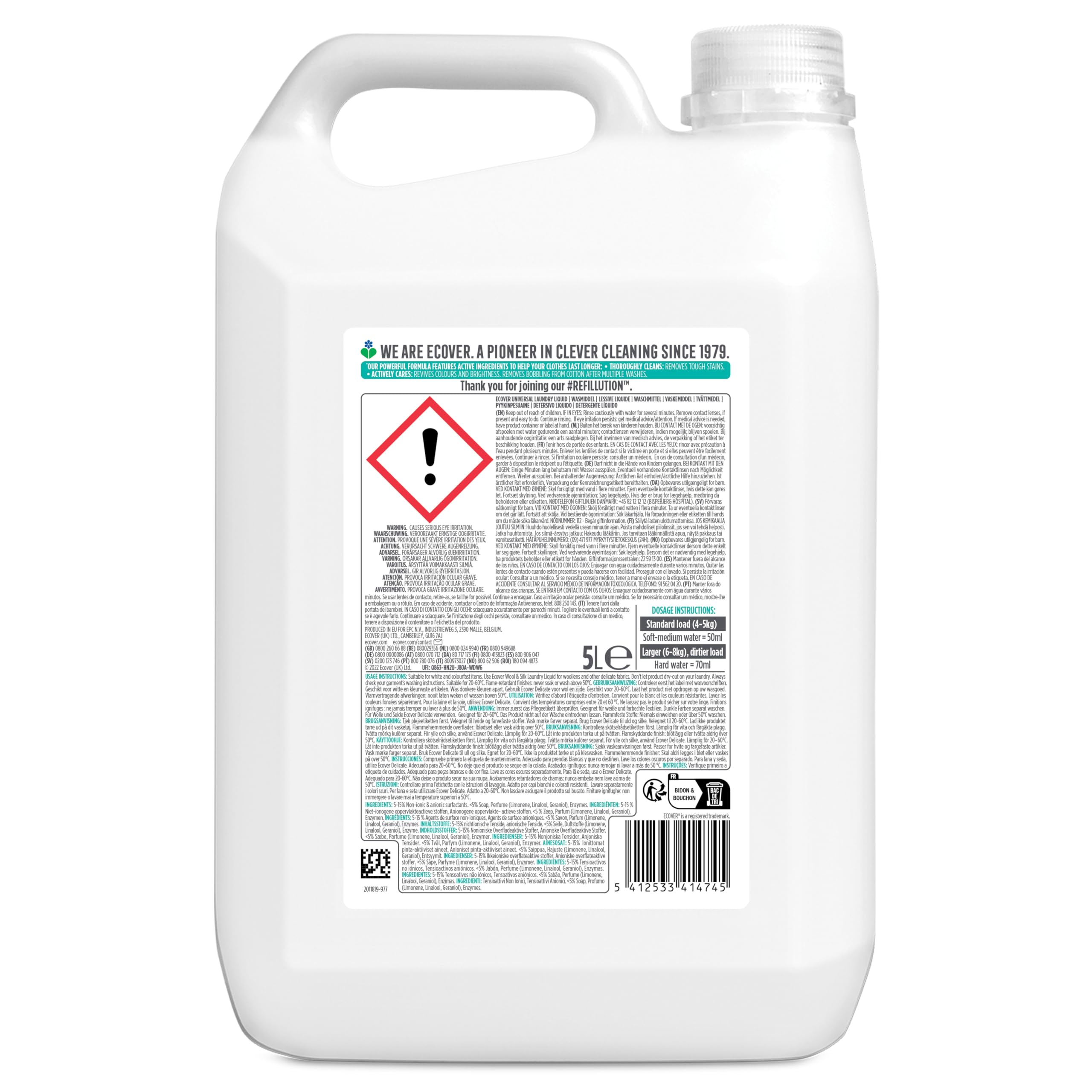 Ecover Lessive Liquide Chèvrefeuille & Jasmin 100 Lavages