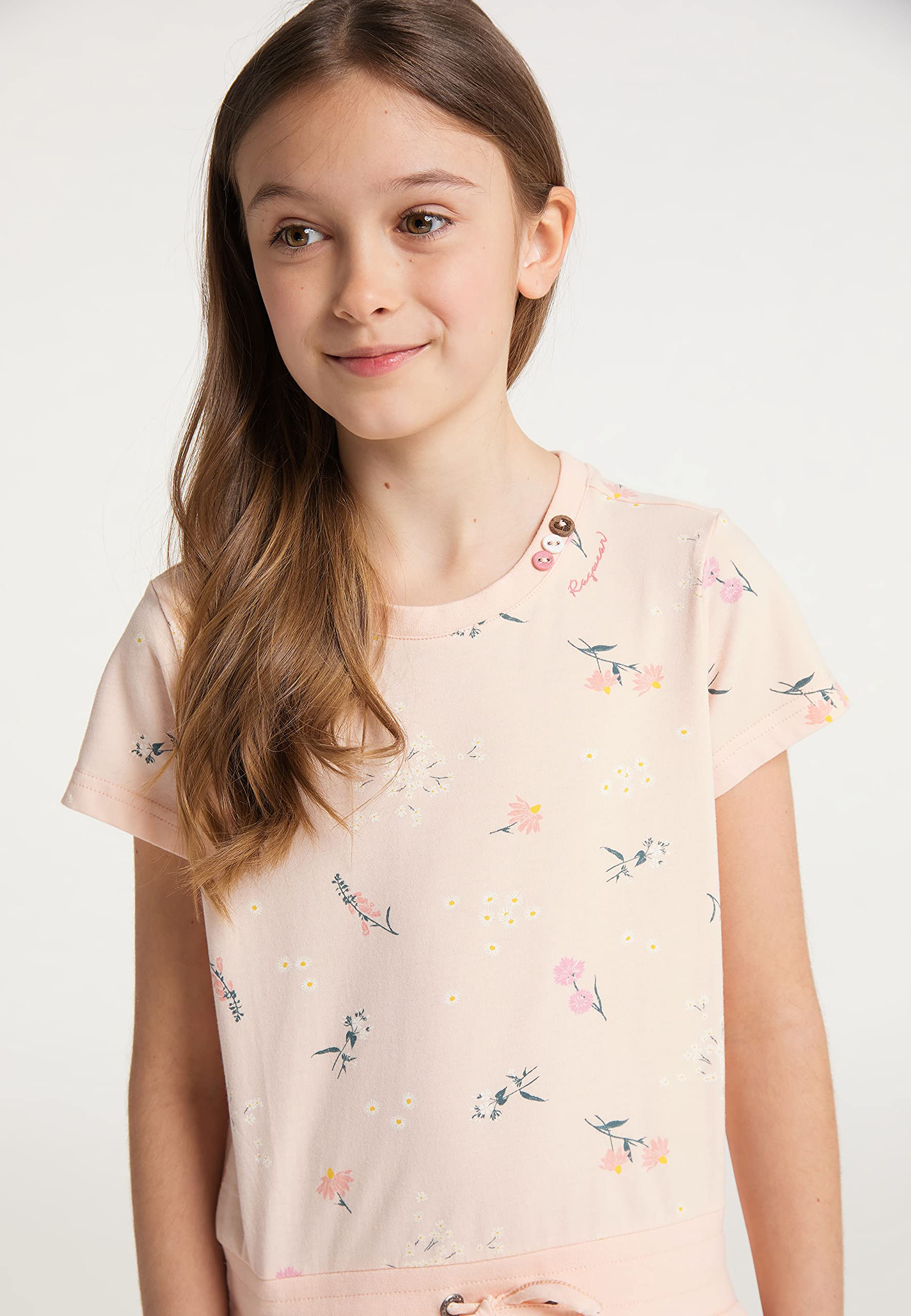 Ragwear Mädchen Kleid MAGY Flowers Kurzarm mit Blumen Print in sommerlichen Farben