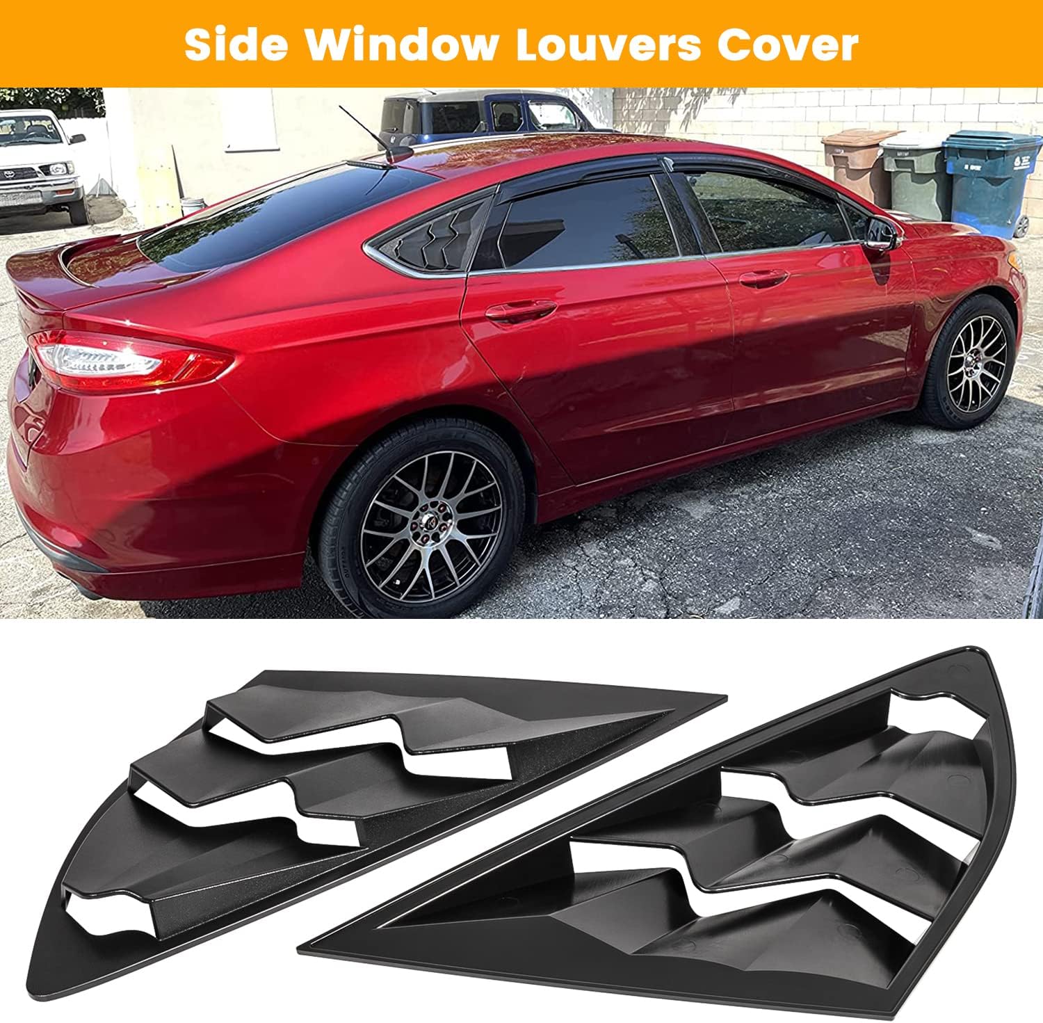 Rear and Side Window Louvers Cover Sun Shade Vent ABS Fit for Ford Fusion 2013 2014 2015 2016 2017 2018 2019 2020 in GT Lambo Style
