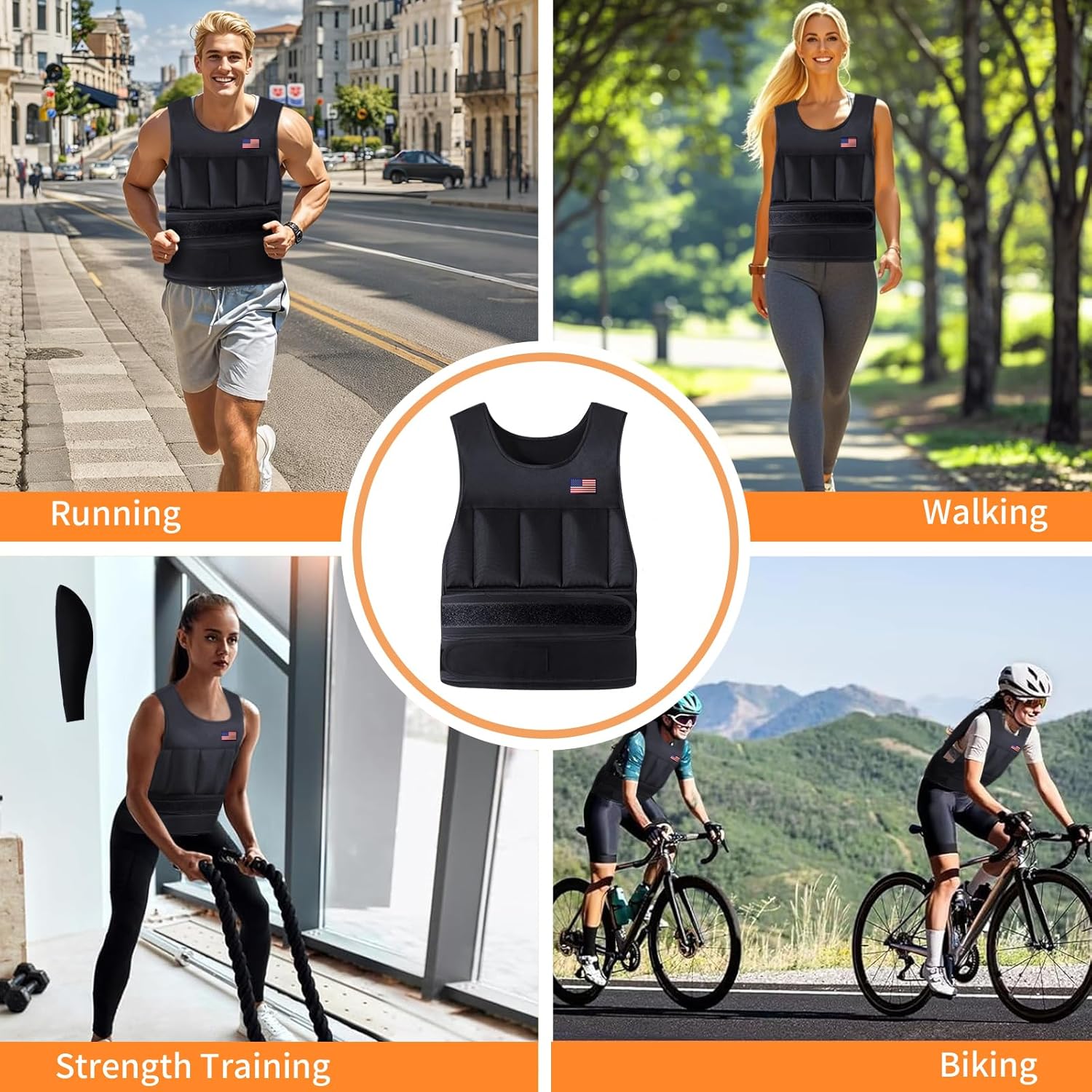 Wolliwa Adjustable Weighted Vest for Men Women,2-30 Lbs Adjustable Weighted Vest with Straps Womens Running Weight Vest for Walking Strength Training Fitness