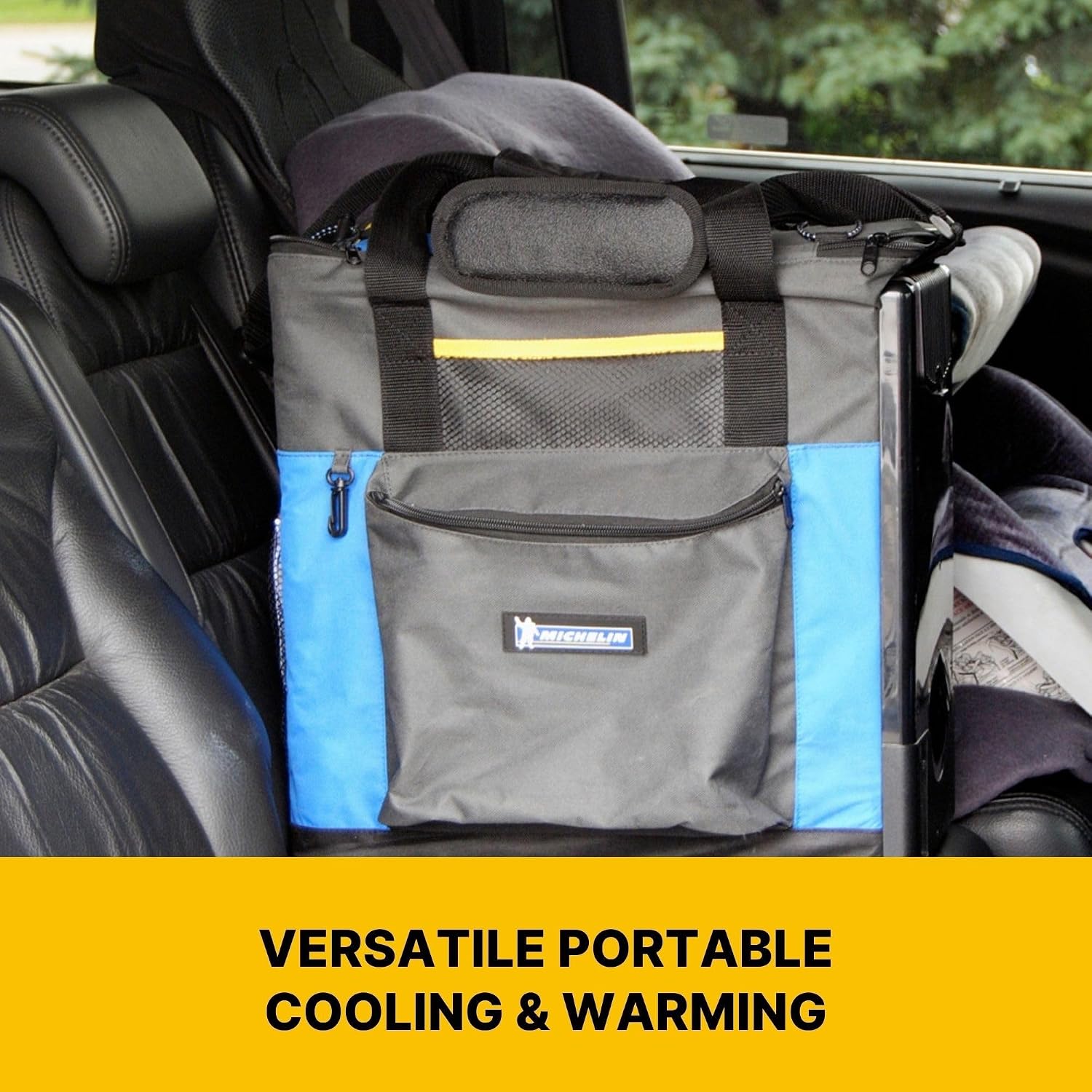 Michelin Electric Portable Cooler Plug in 12V Car Cooler/Warmer, 15 qt (14 L), Portable Car Fridge w/USB Charging Port,w/DC Power Cord, Shoulder Strap, Cord Storage, Travel Fishing Trucking Road Trip