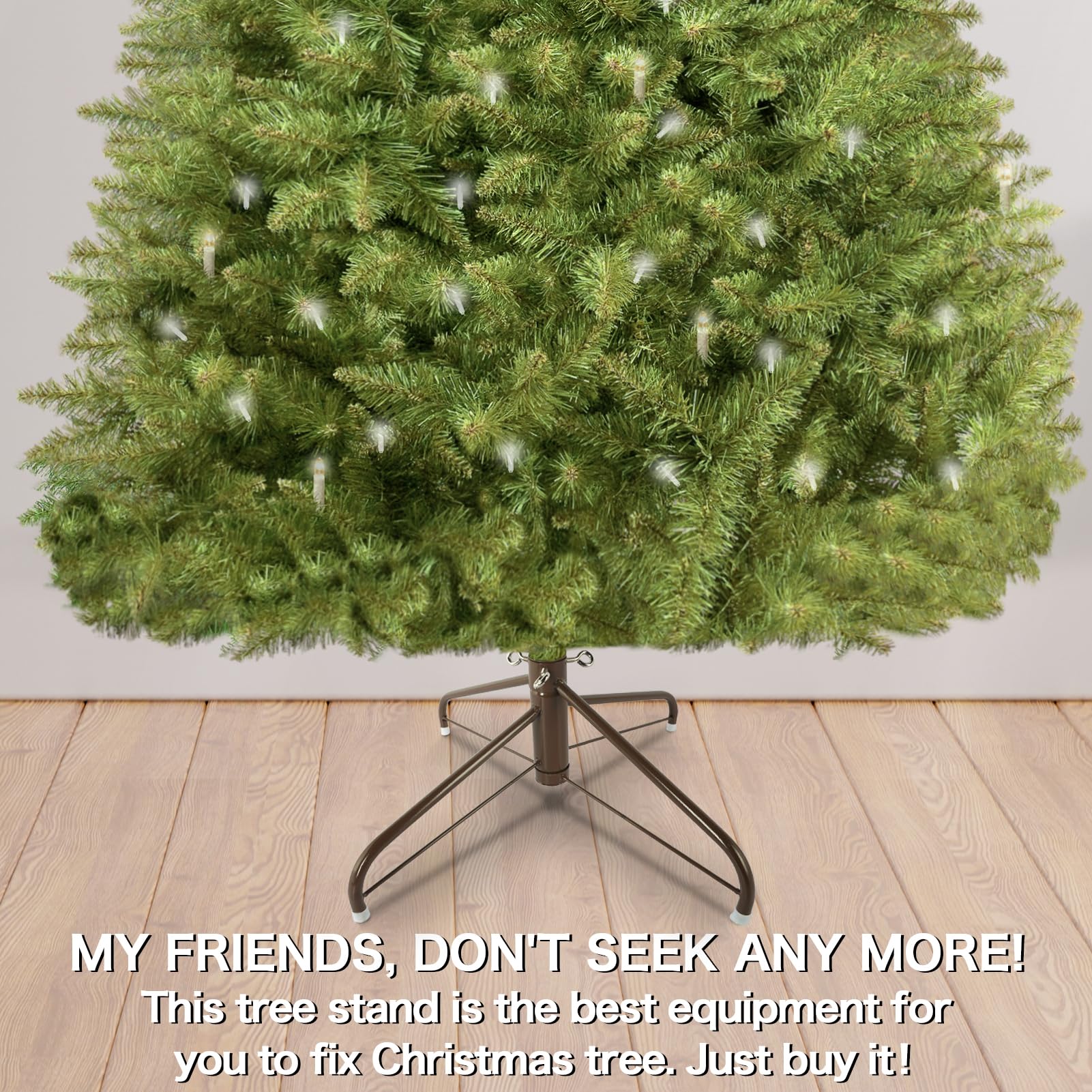 EZYDECOR Support de sapin de Noël marron de 50 cm, base de sapin de Noël en métal massif de rechange pour arbres artificiels, décoration d'intérieur (marron) 50 cm
