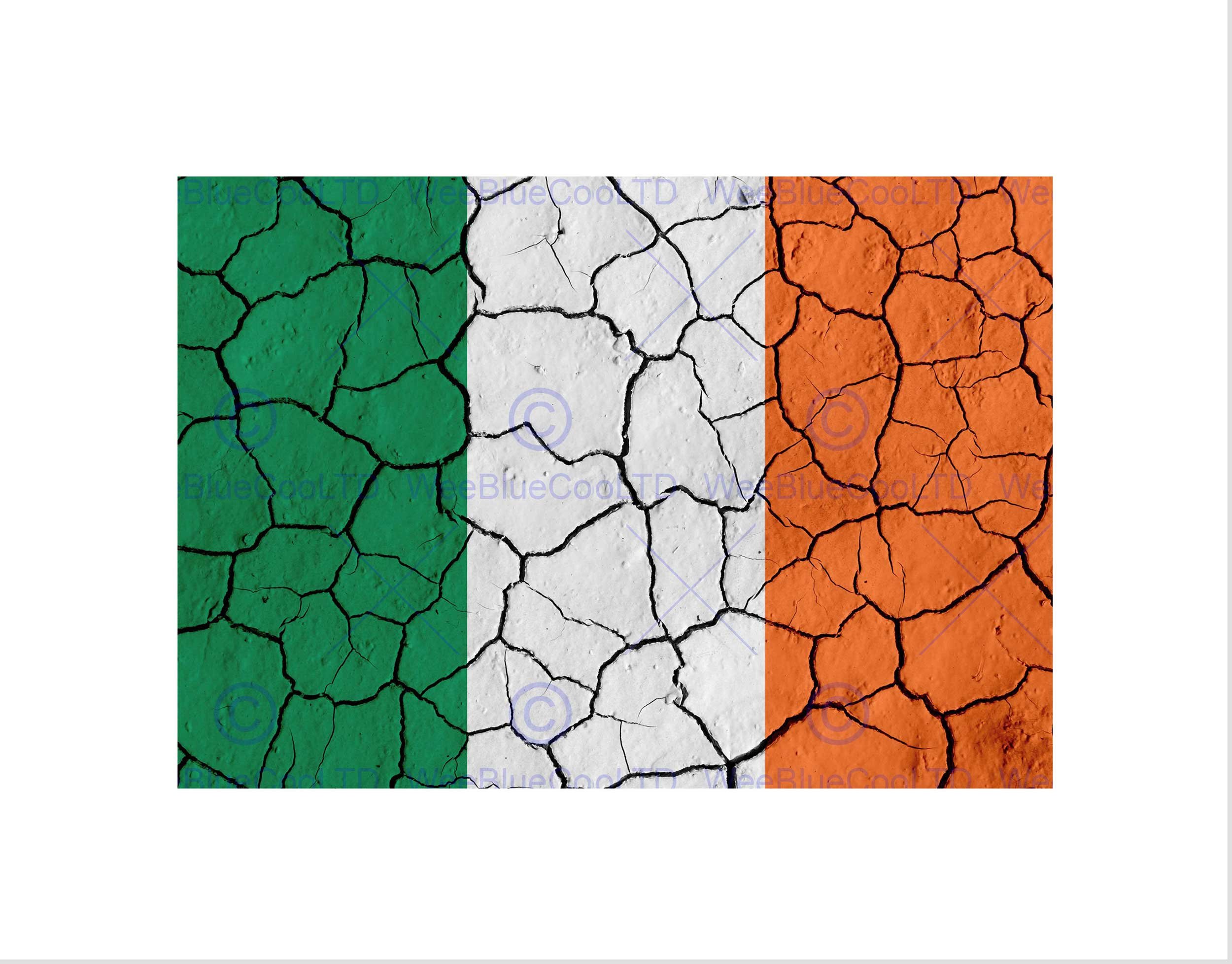 Wee Blue Coo Abstract Flag Cracked Concrete Ireland Irish Tricolour Wall Art Print