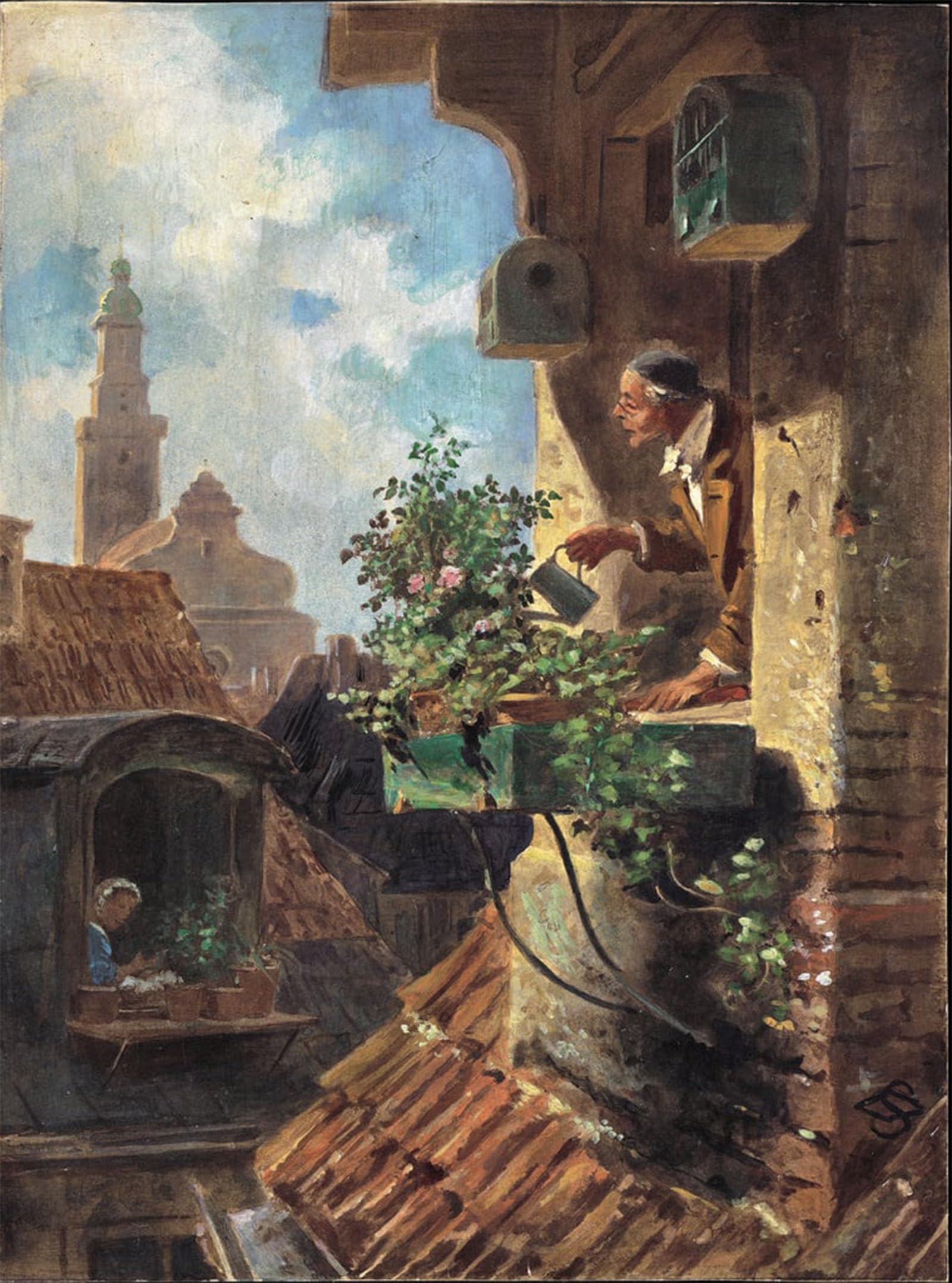 POSTERIIk Vintage Classic Picture Landscape Artwork The Attic Room by Carl Spitzweg Portrait Canvas Painting for Office Home Decor 60x90cm