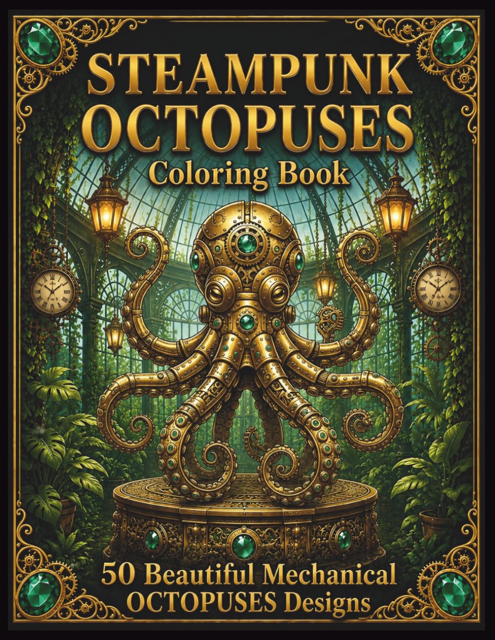 Steampunk Octopuses Coloring Book: 50 Mechanical Designs for Adults (Steampunk Coloring Book Collection)