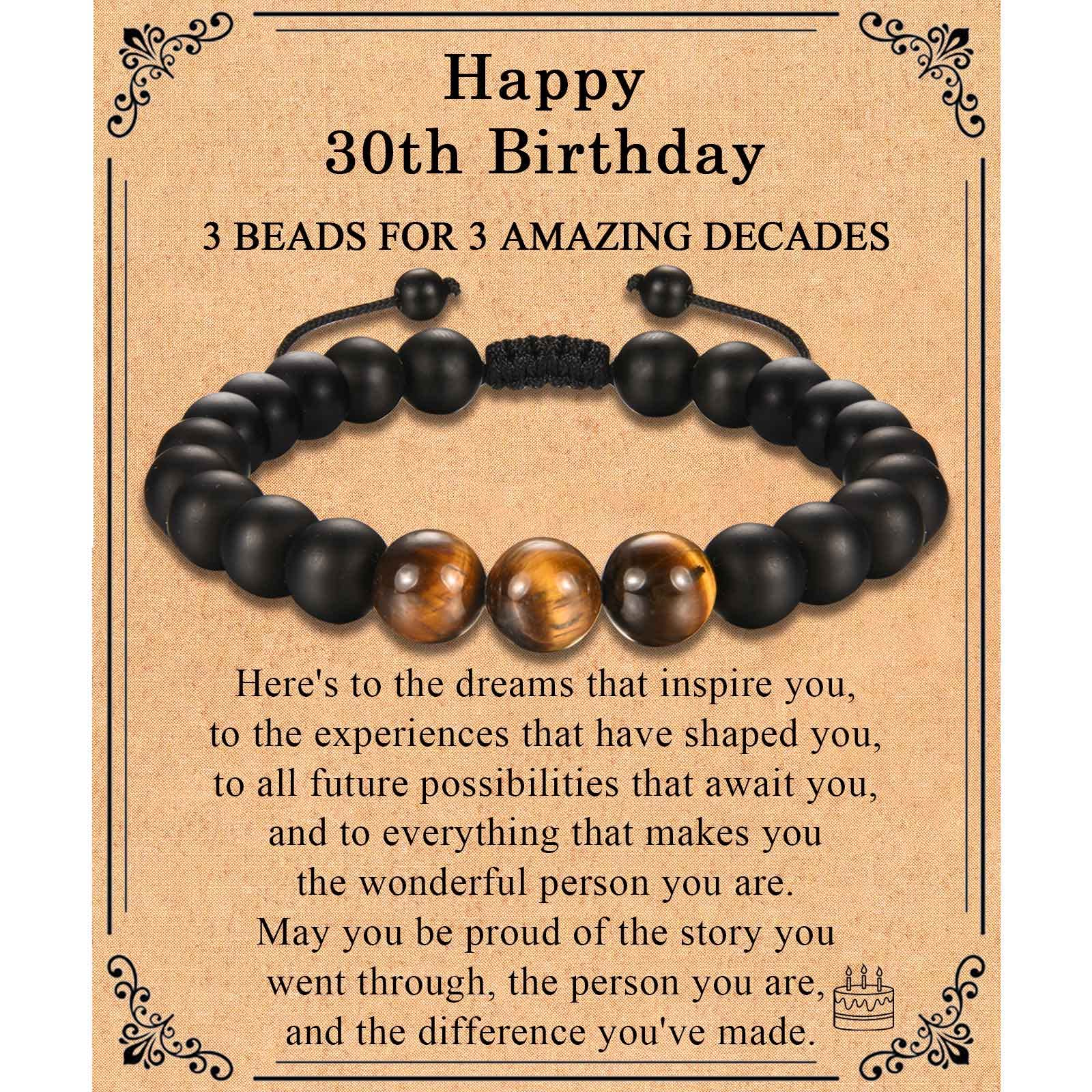 21st 30th 40th 50th 60th 70th Birthday Gifts for Men, Tiger Eye Stone Bracelet Birthday Presents for Him Grandad Dad Son Brother Grandson Friend, Perfect Mens Birthday Gift Ideas