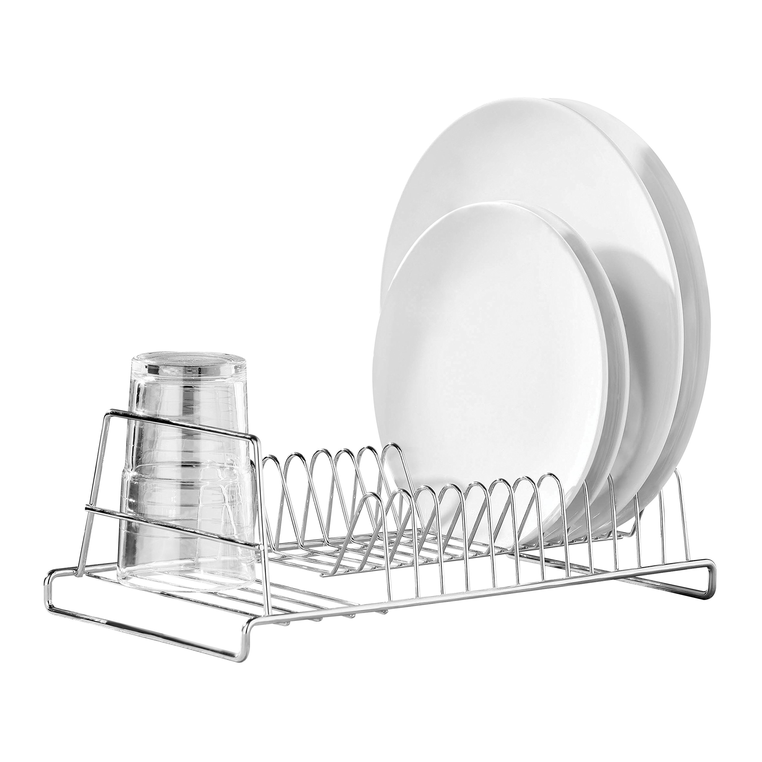 Premier Housewares 509583 12 Plate Dish Drainer - Chrome , Silver , H12 x W35 x D18cm