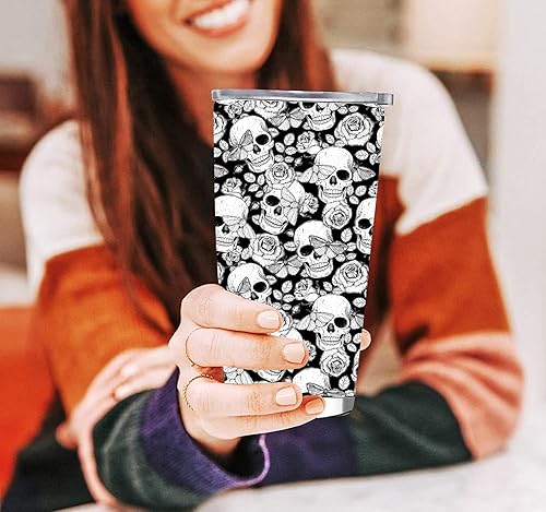 Miniatura 3 de Sakura - Vaso de viaje de 20 onzas, acero inoxidable, aislado al vacío, con tapa y pajilla, para café con tapa y popote para hombres y mujeres