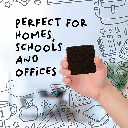 Miniatura 6 de IMPRESA Paquete de 24 borradores magnéticos de borrado en seco de alta calidad, 2 x 2 pulgadas, borradores de pizarra blanca para aula, hogar y