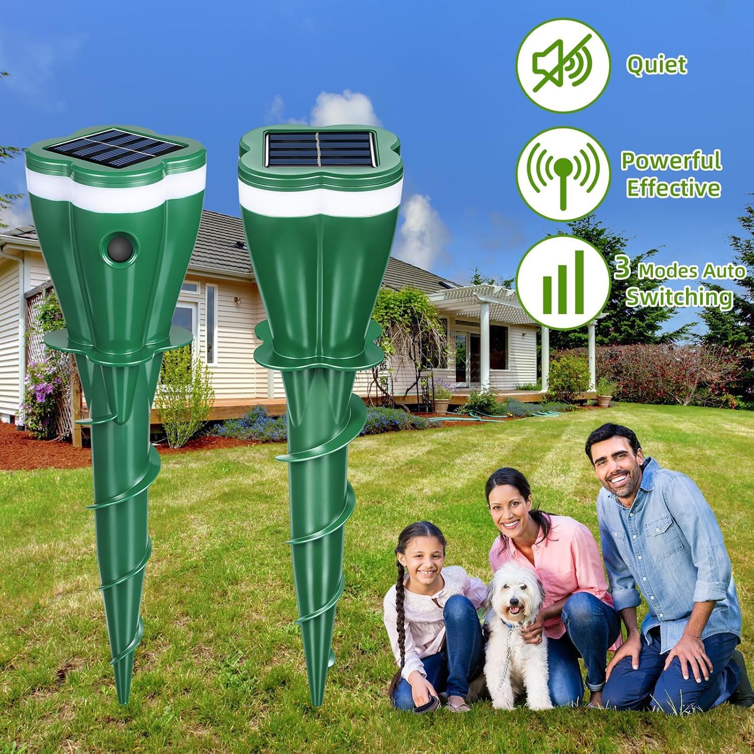 2026 Solar Mole Repeller Maulwurf Vertreiber,4 Stück Maulwurfvertreiber Wühlmaus Vertreiben,Wetterfest, Solar Maulwurfschreck Ultraschall Tiervertreiber für Garten, Hof, Bauernhof,Tierfreundlich