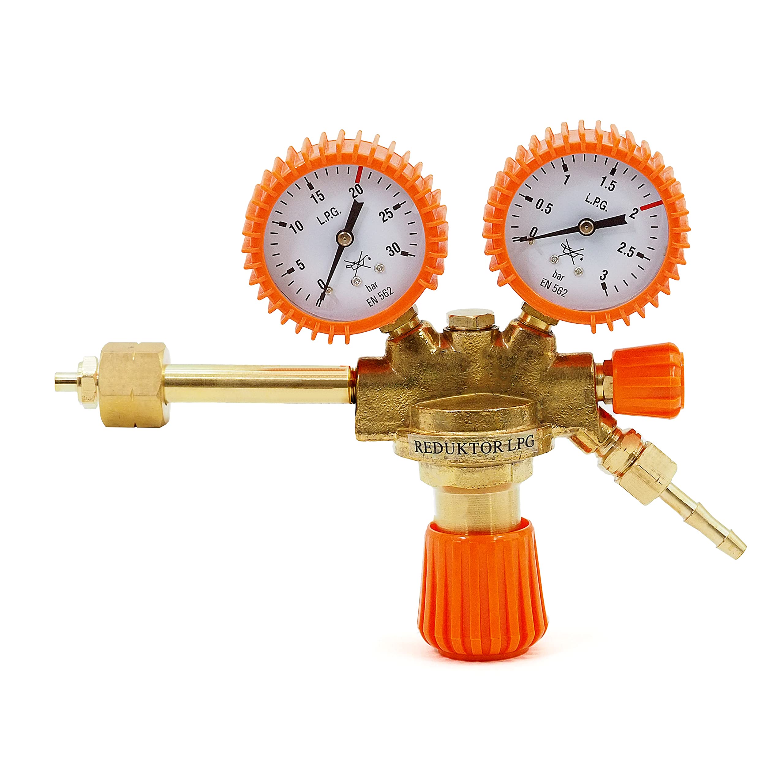 PROPAN-BUTAN - Regolatore di pressione GPL riduttore 2 gauge tubo 8 mm 1,5bar 3/8LH 6kg/h