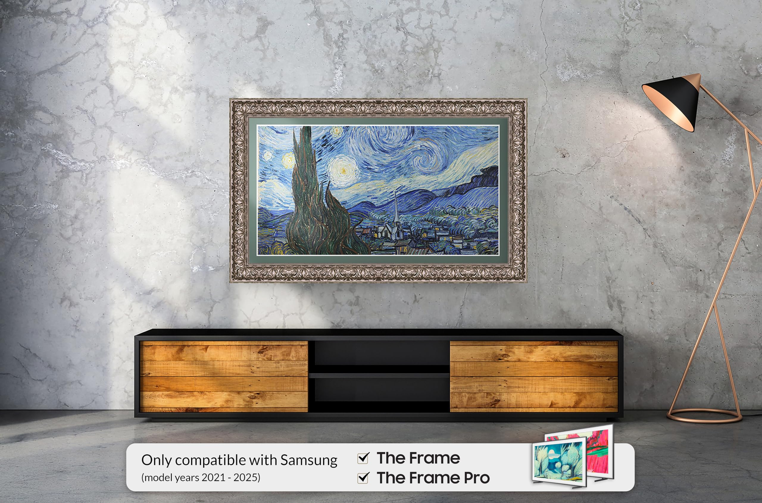 Frame My TV Deco s - Tuscan Silver Smart Compatible ONLY with Samsung The (3" Color Chip)