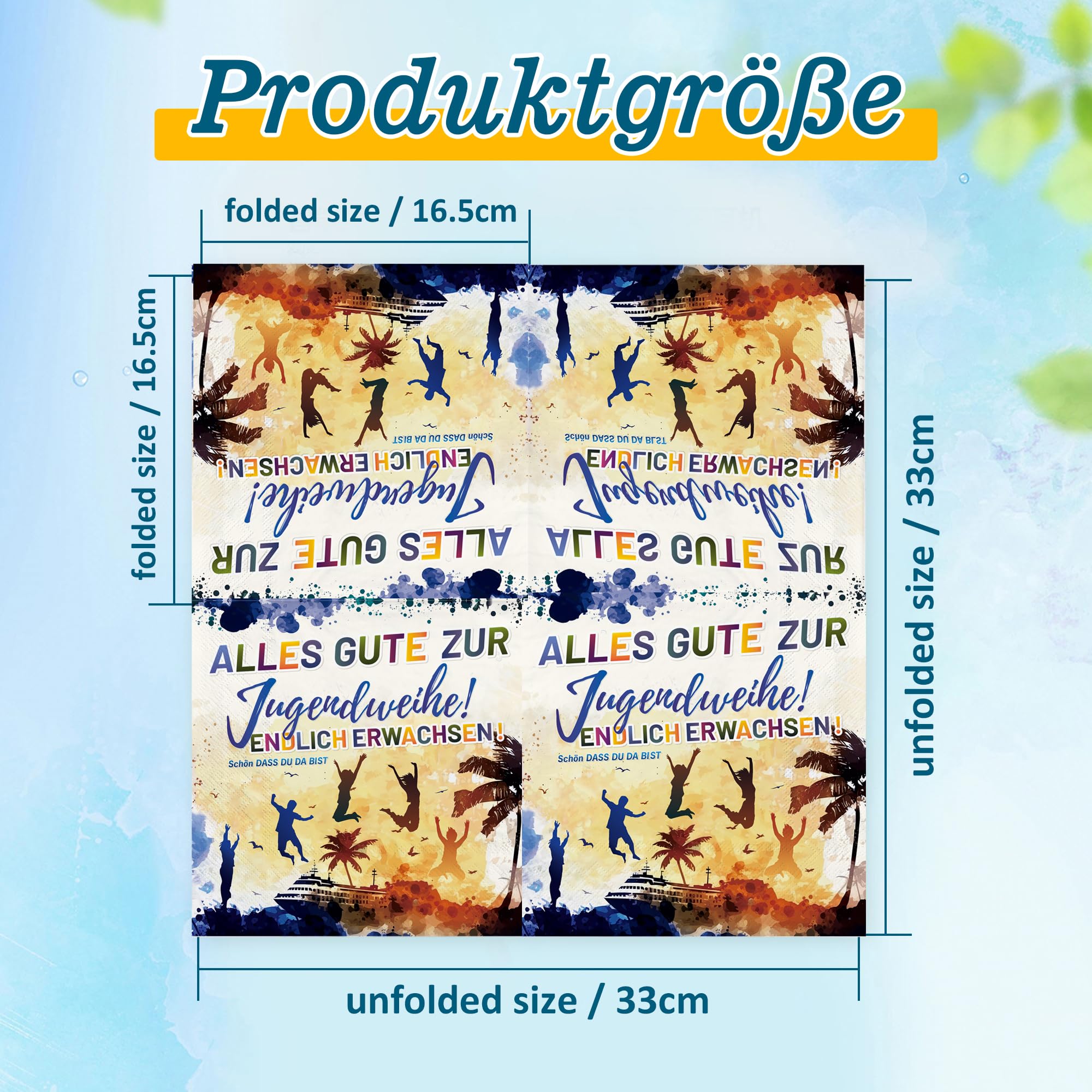 Tovaglioli Jugendweihe 40 Pezzi - Decorazione Festa Gioventù, Verde E Oro