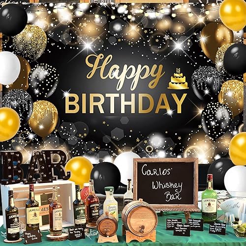 Miniatura 4 de SNLN 120 piezas de decoraciones de cumpleaños de whisky para hombres de edad avanzada, suministros de fiesta, arco de globos de whisky, telón de