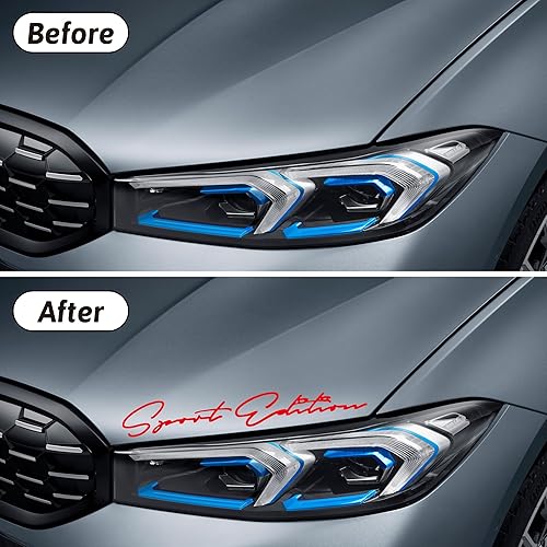 Miniatura 2 de Zhizhong Sport Edition Calcomanía, 2 calcomanías de vinilo para capó de automóvil de 11.3 pulgadas para todos los autos (rojo)