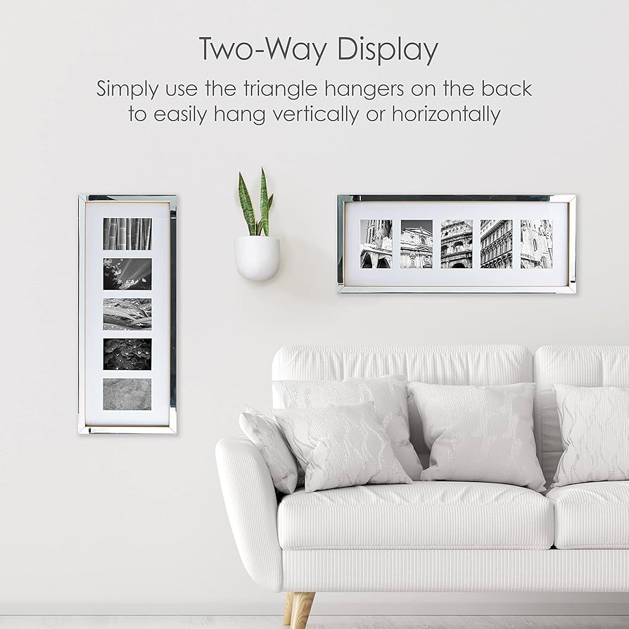 Mikasa Mirror Gallery Collage Frame with Gold Sides, 27x11