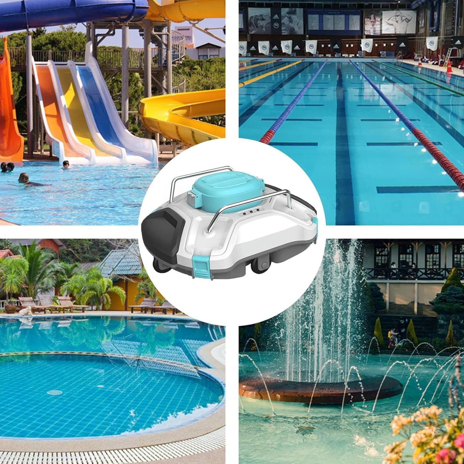 Robot pulitore per piscine – senza fili, design da parete, grande filtro per piscine interrate e fuori terra