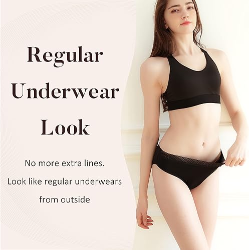 Miniatura 4 de AIRCUTE Ropa interior lavable de absorción para incontinencia urinaria para mujer, calzones hipsters de encaje para fugas de vejiga, 2.4 onzas