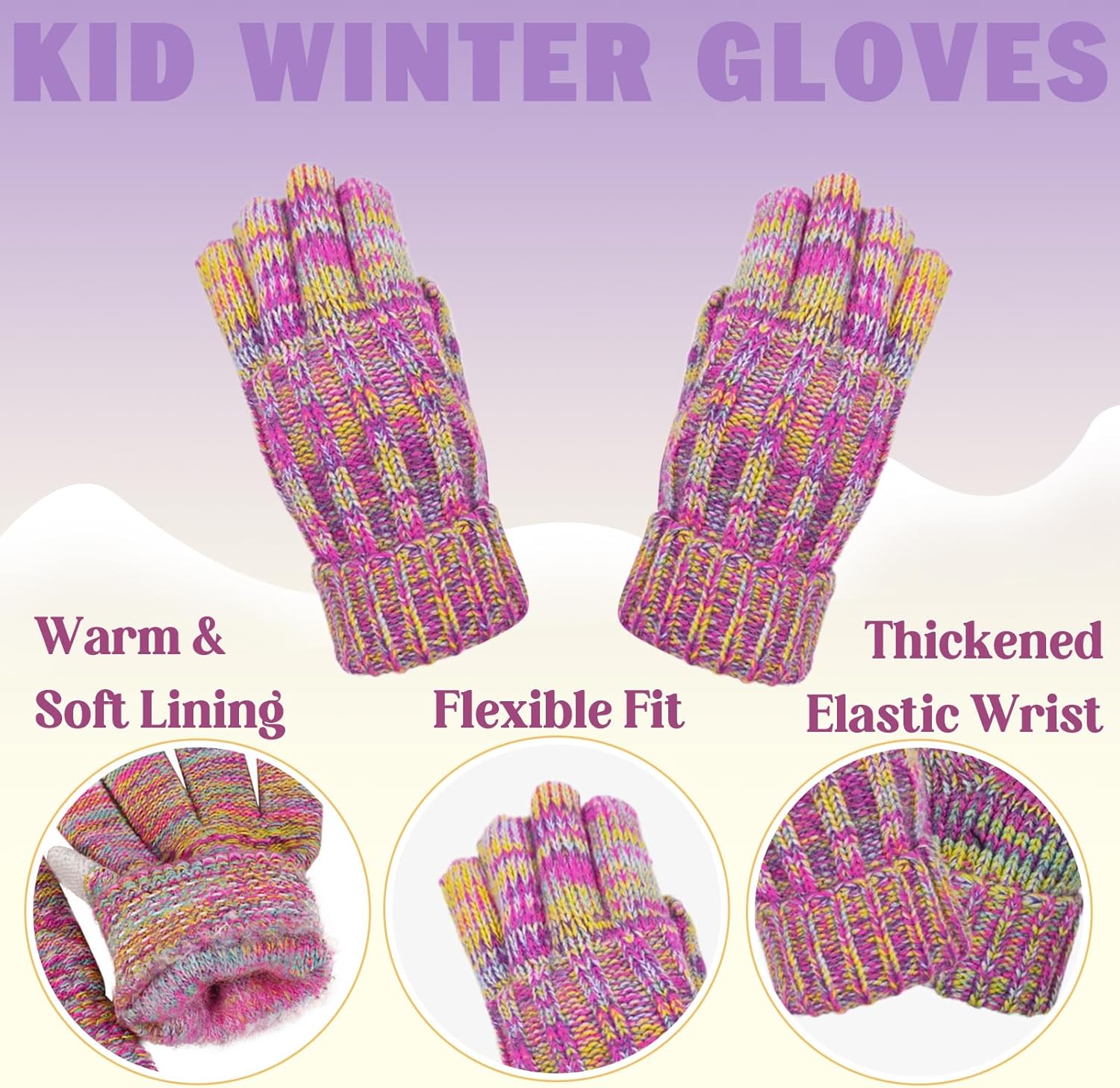 Personalized Kids Beanie Hat Scarf Gloves Set 3 Pcs Boys Girls Winter Knit Hat and Gloves Set for Toddler Age 2-8