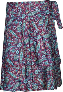 Womens Purple Wrap Skirt Two Layer Reversible Printed Premium Magic Short Skirts OneSize