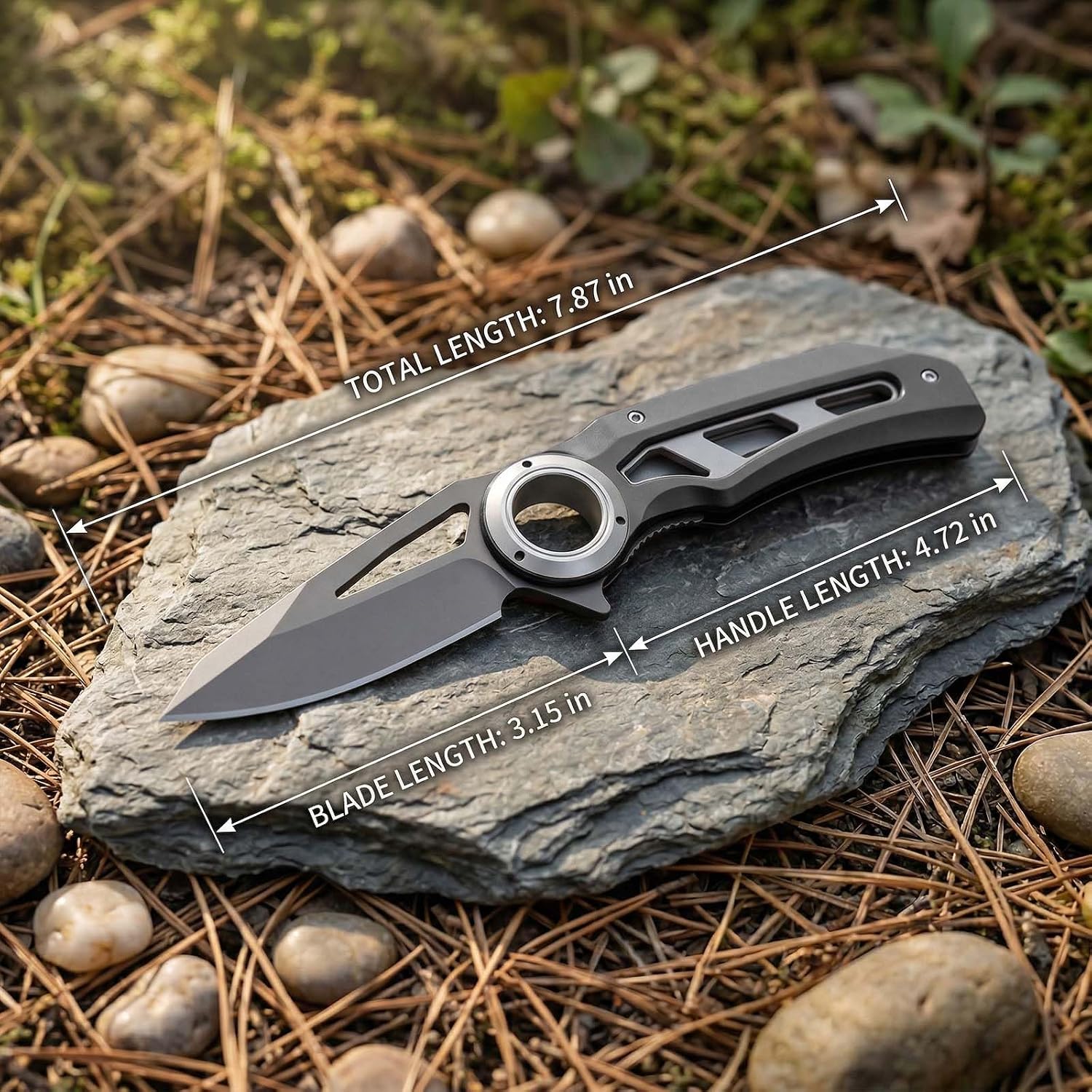 Folding Pocket Knife for Men, EDC Stainless Steel Knife for Tactical Camping Survival Hiking, Cool Gifts Stocking Stuffers for Men Women Husband Dad (Black)