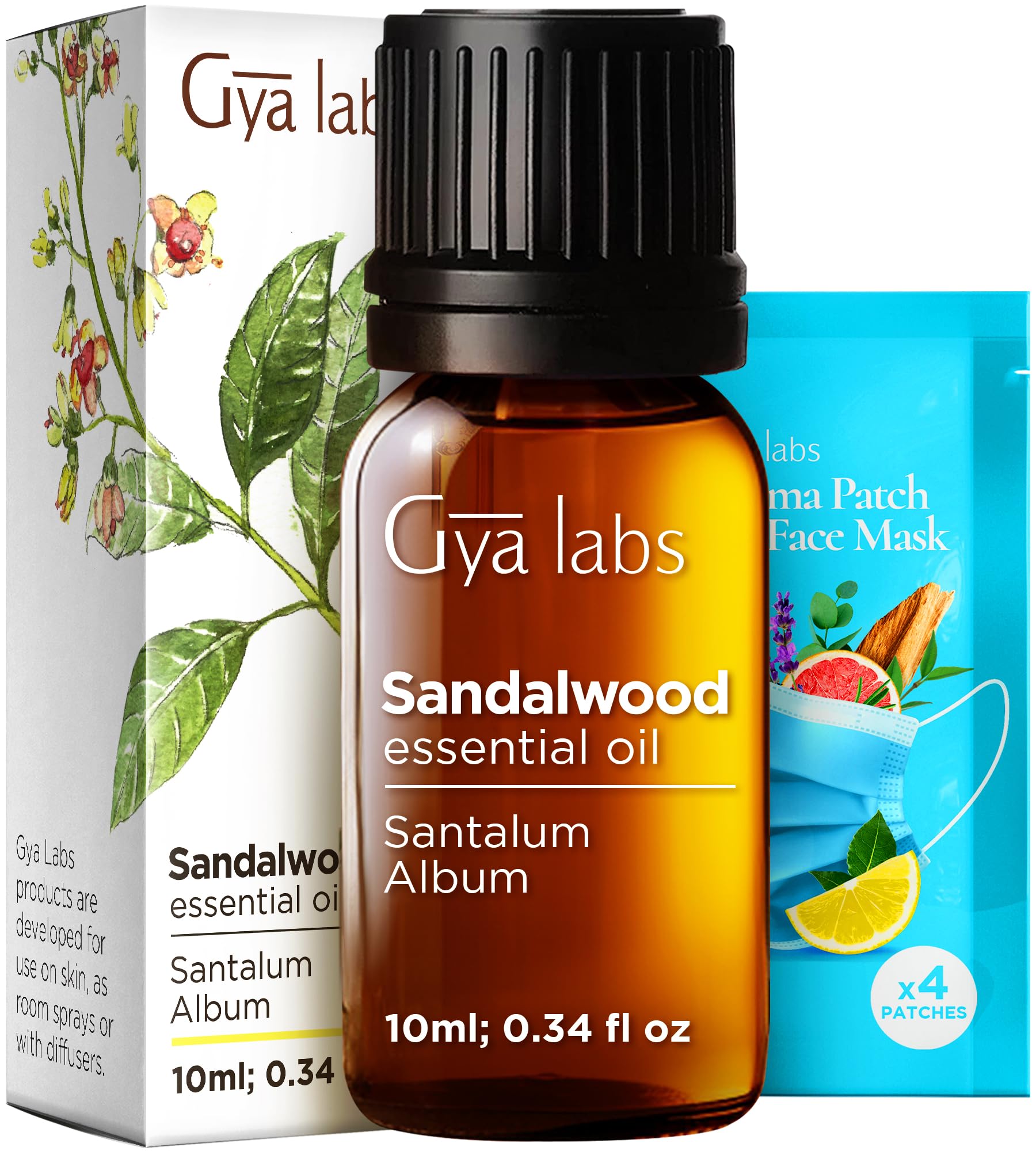 Gya Labs Sandalwood Essential Oil - 0.34 Fl Oz - for Hair, Skin, Diffuser, Aromatherapy & DIY Candle Making ScentClimatePartner certified