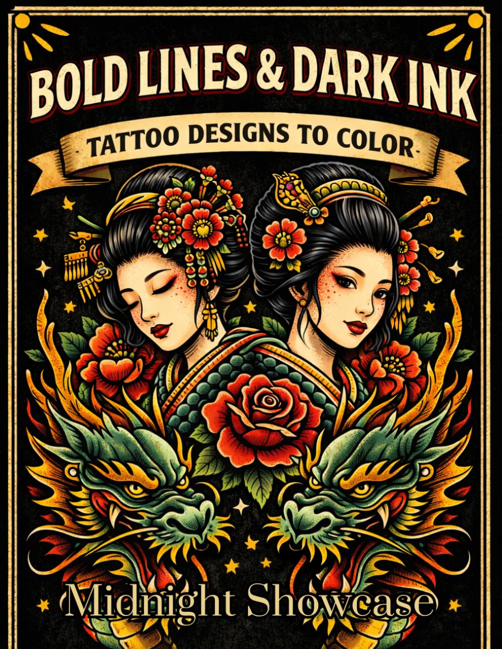 Bold Lines & Dark Ink: Tattoo Designs to Color