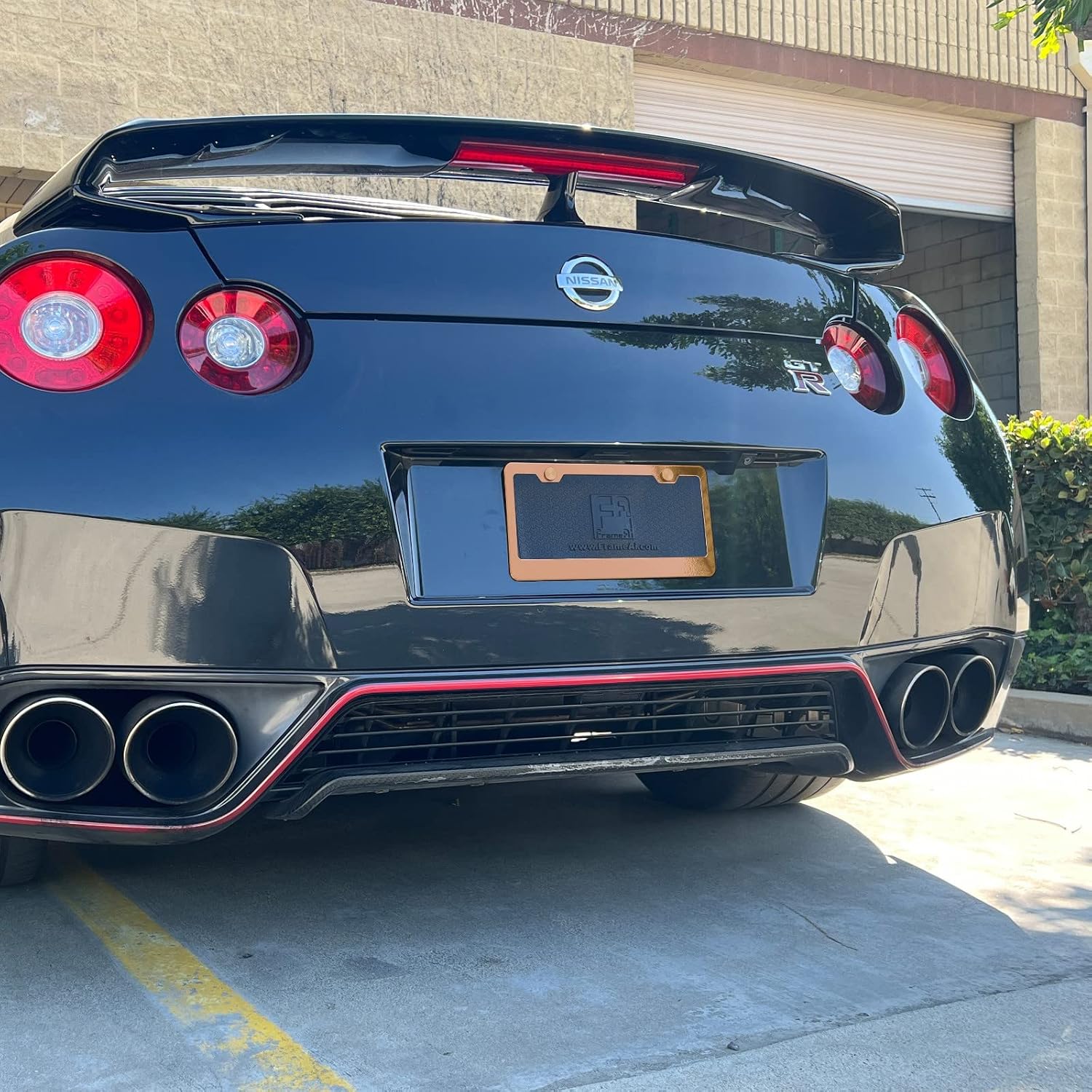 Silicone Back Guard License Plate Frame Rose Gold Mirror Chrome Electroplating Universal Fit Aluminum Screw On Cap Cover, T304 Stainless Steel, Rust Proof Weather Proof (Qty: 1 Frame)