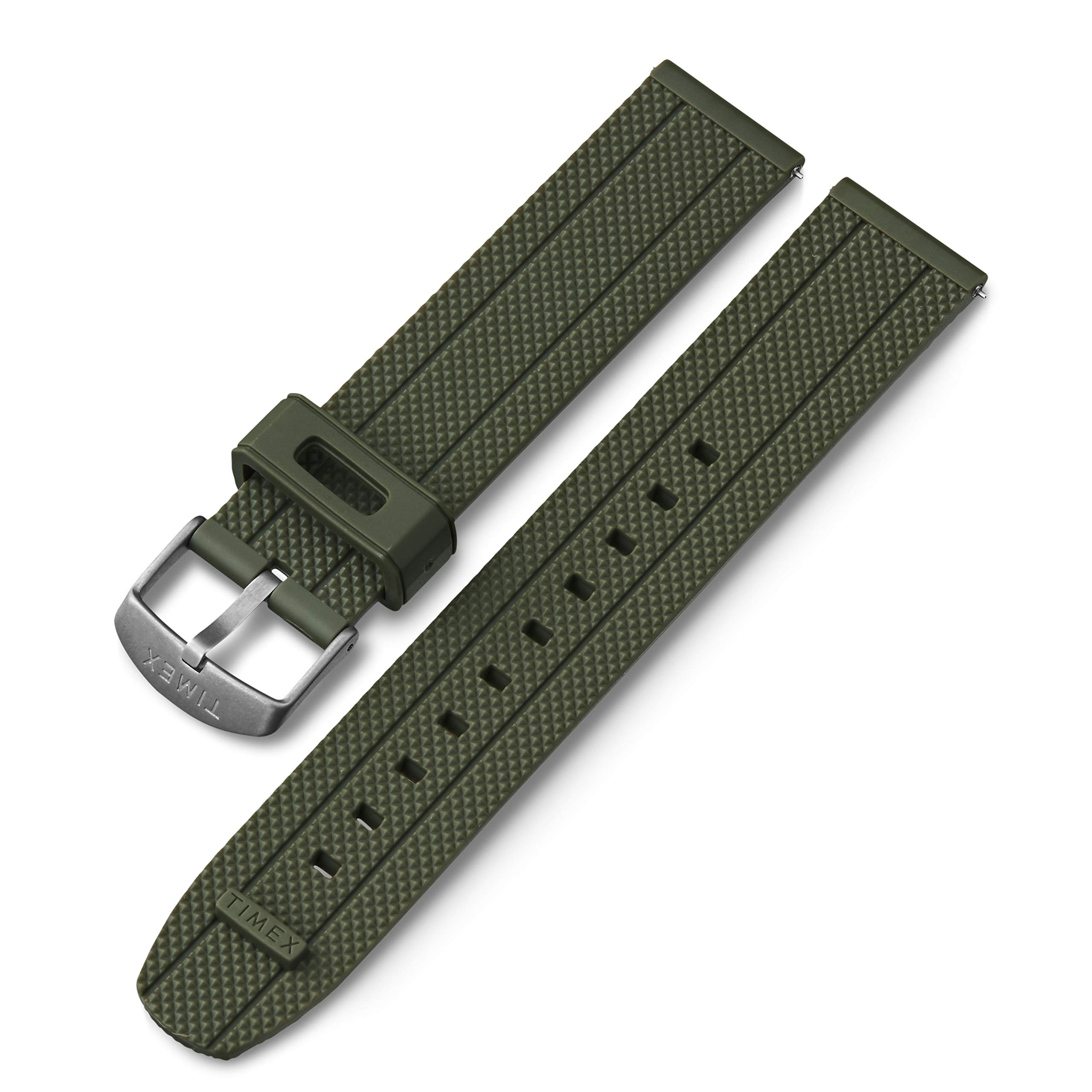 Timex 20mm Silicone Quick-Release Strap – Green with Silver-Tone Buckle