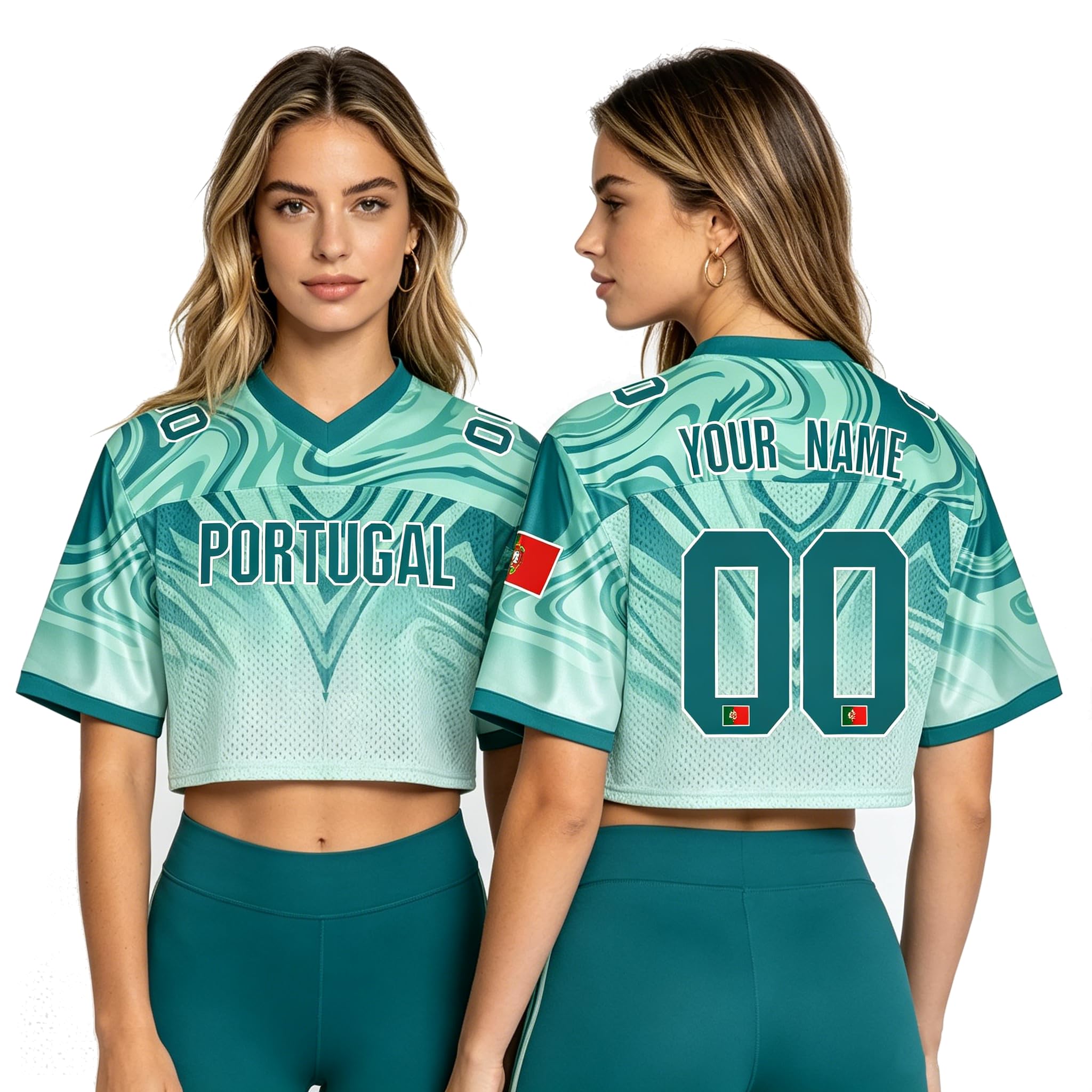 World Cup 2026 Football Fan Shirt for Women,Personalised Name & Number, Y2K Crop Top, Loose Casual Tee – Cute Summer Jersey for Girls, Supporters Gift (P-ortugal-2)