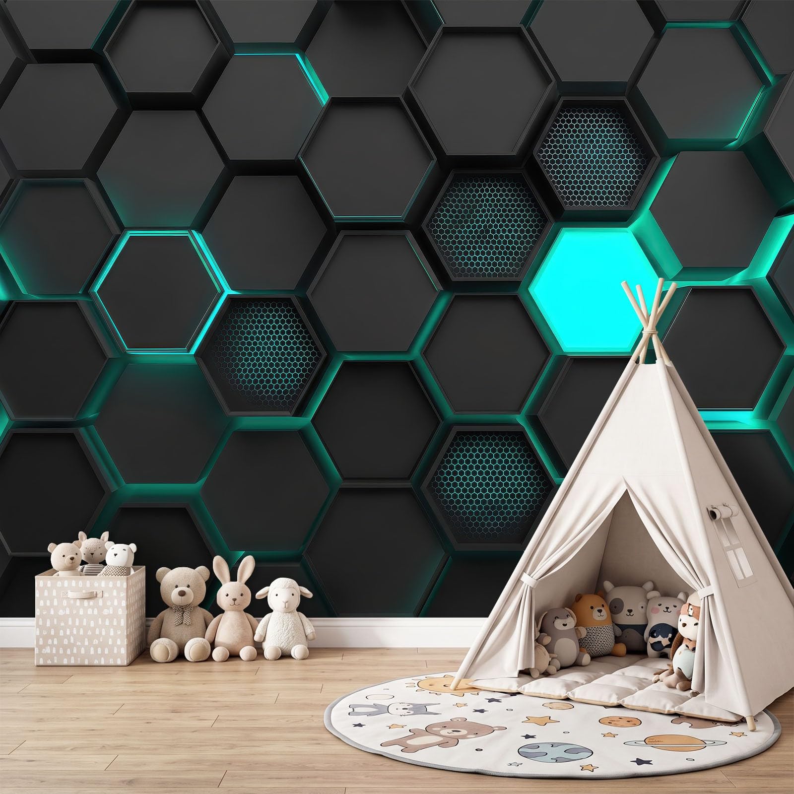 Fototapeta ścienna, 350 x 256 cm, nowoczesna geometryczna tapeta z włókniny o strukturze plastra miodu, dekoracja, fototapeta i dekoracja domu, czarna, druk artystyczny premium, dekoracja do salonu