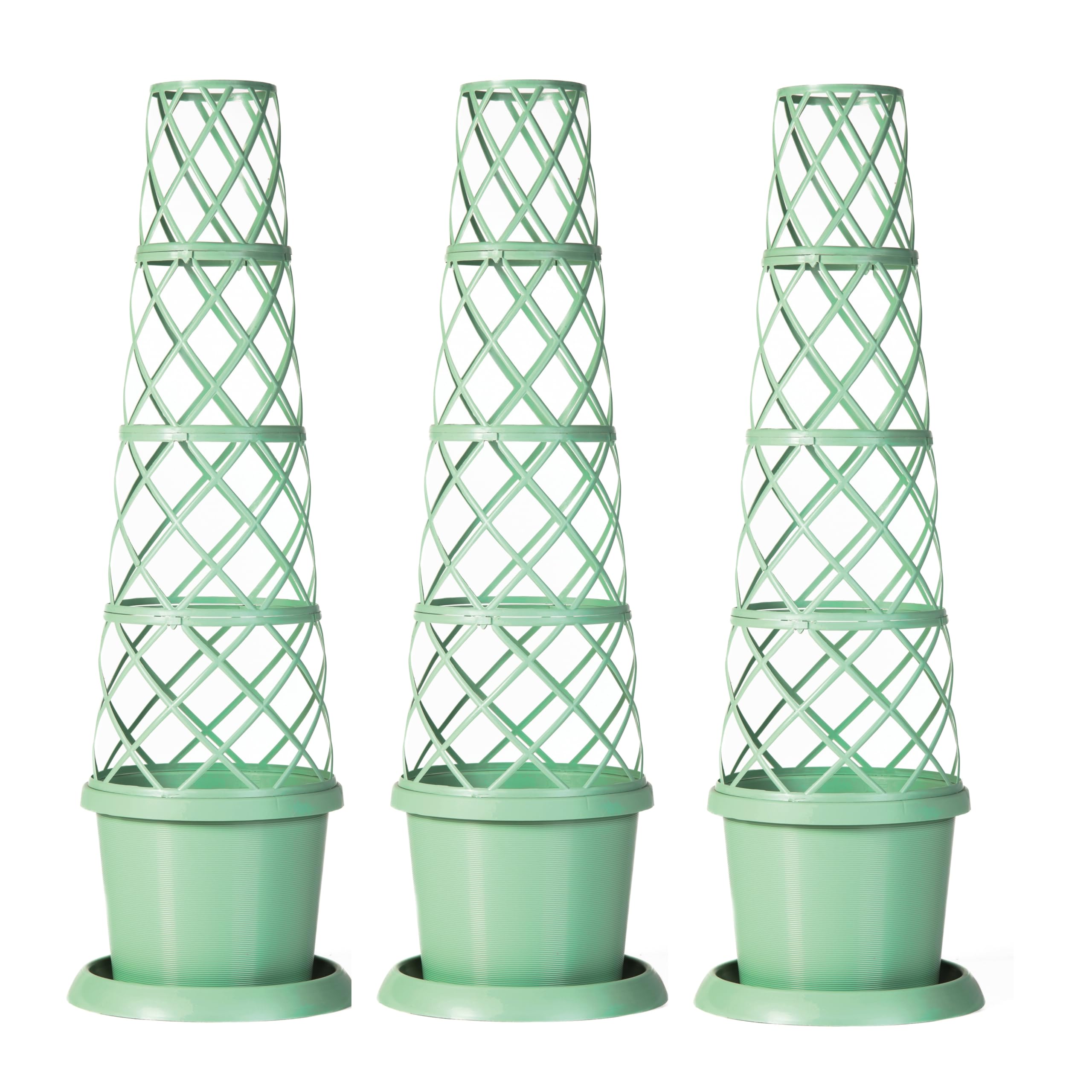 Garden Gear Pistachio Green Tower Pot With Saucer 3 Pack