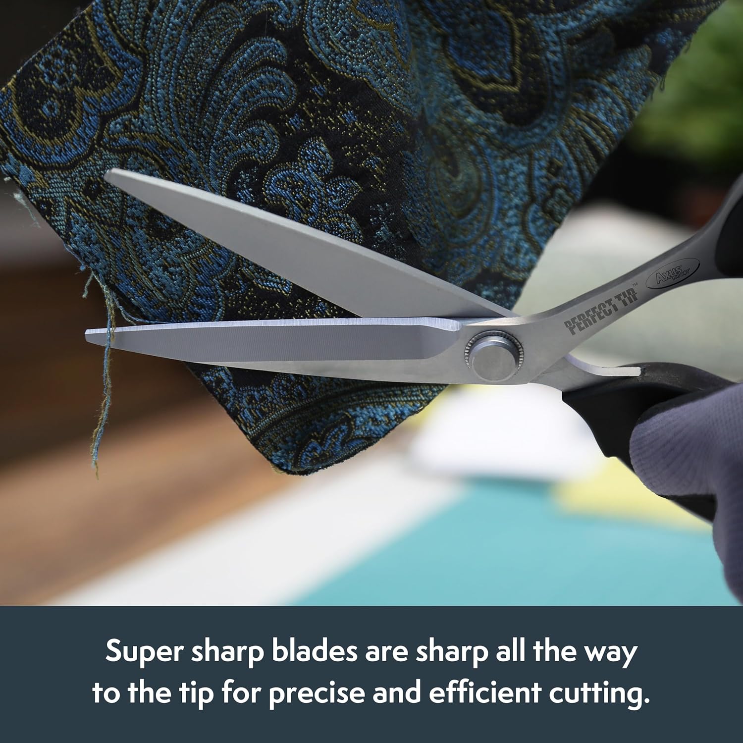 Axus Decor Perfect Tip Precision Scissors (Onyx Series) - Stainless Steel Scissors & Super Sharp Blades & Rust Resistant, Precisely Cutting Tool for Wallpaper, Fabrics, Fine Mesh - Length 205mm