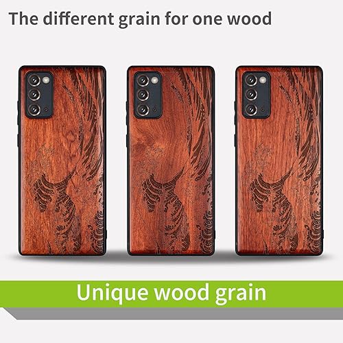 Miniatura 7 de Carveit Funda de madera para Galaxy Note20 madera real dura y TPU suave a prueba de golpes, funda protectora única y elegante de madera compatible