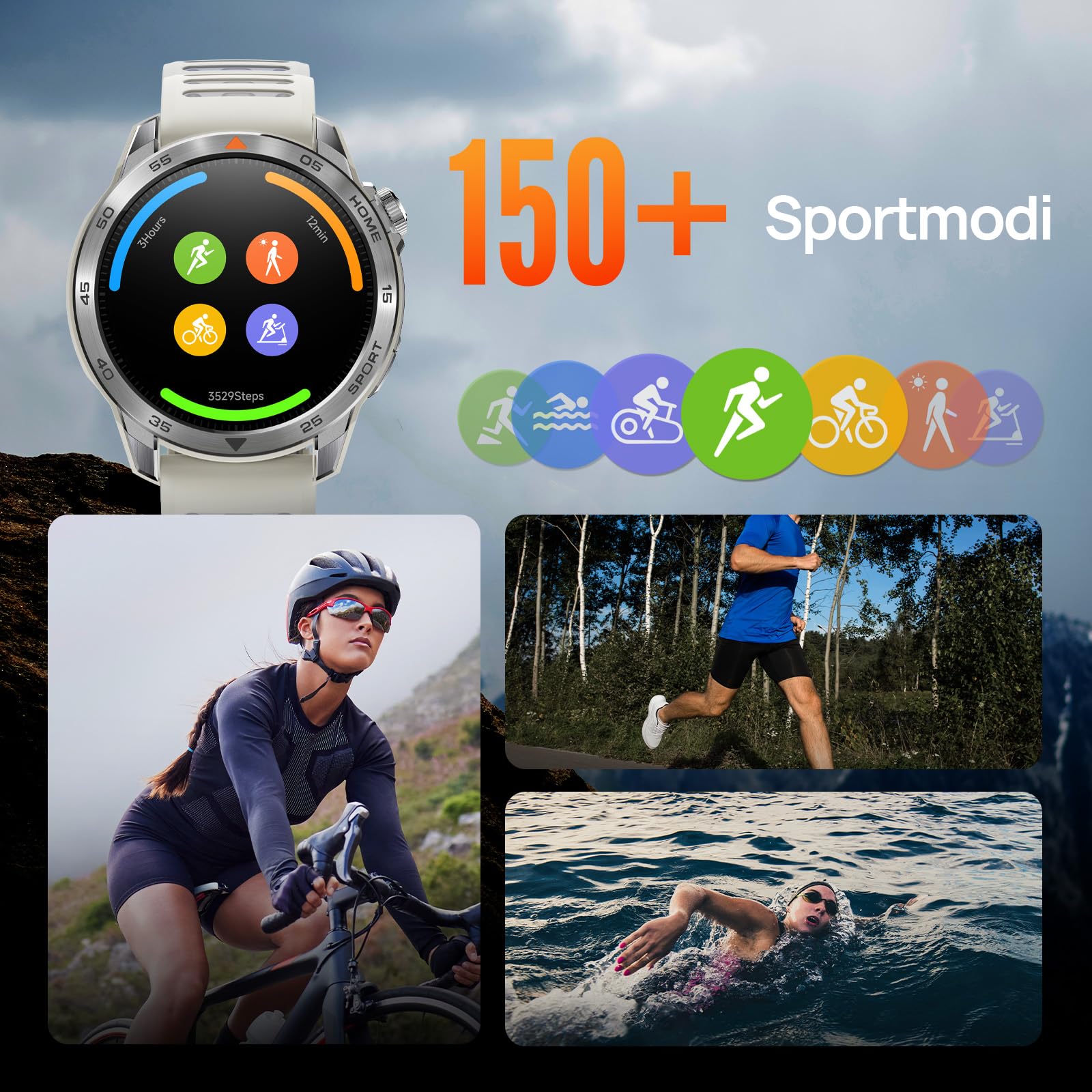Mibro GS Pro2 Sportuhren für Herren - GPS Sportuhr mit 1,43" AMOLED, Dual-Frequency GPS Laufuhr, Trainingsfunktionen, Navigation, Laufen Tennis Schwimmen Radfahren Laufen Skifahren(Hellbeige)